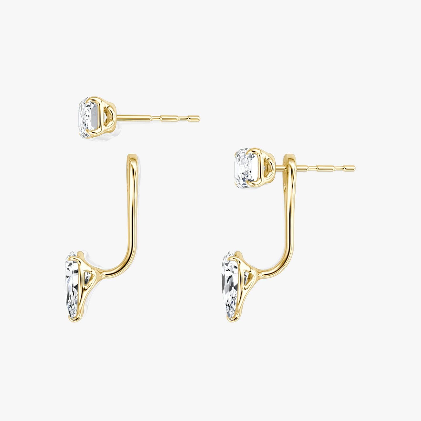 Solitaire Stud & Ear Jacket | 14k | Yellow Gold | bottomDiamondShape: Pear | topDiamondShape: Emerald | caratWeight: 1ct