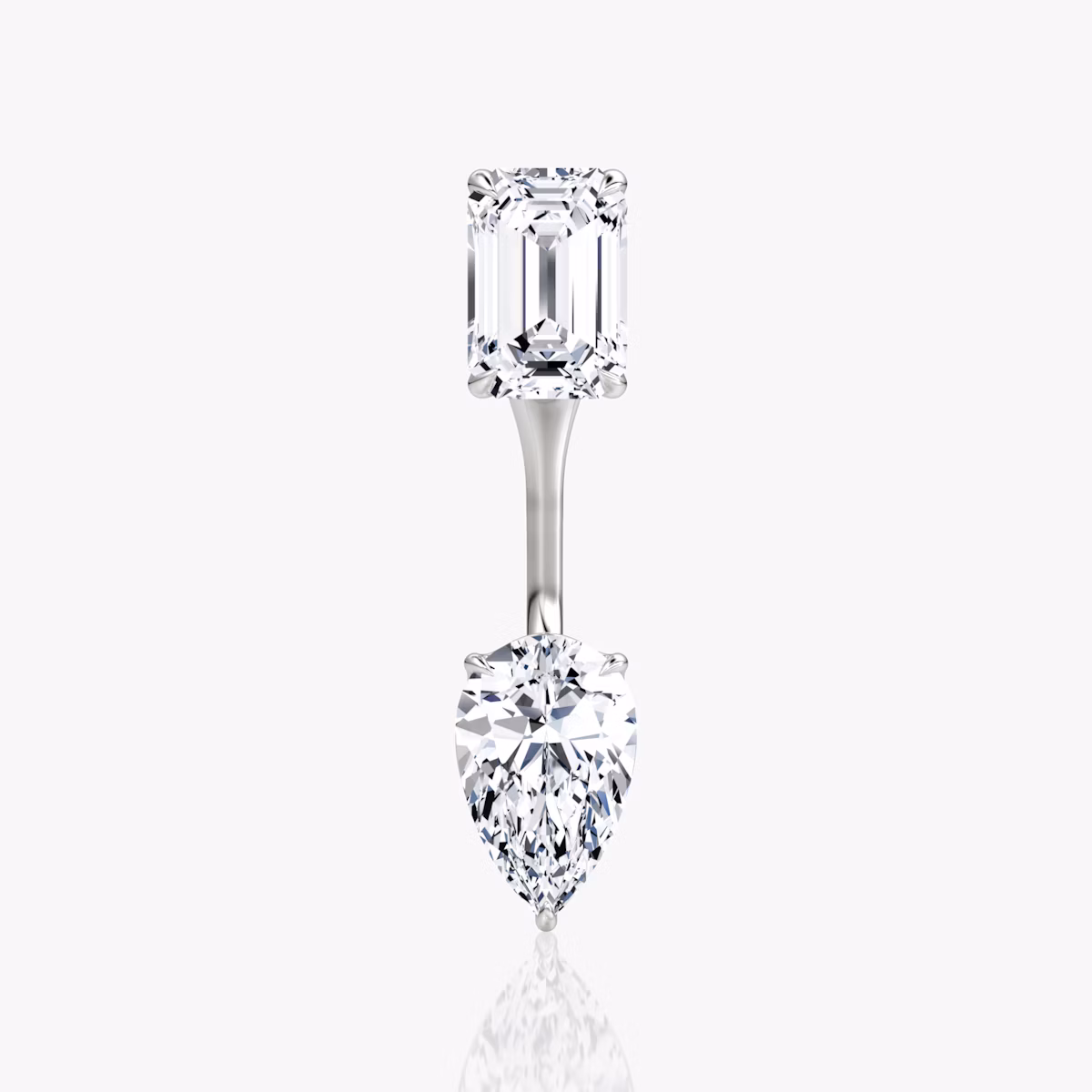 Solitaire Stud & Ear Jacket | 14k | White Gold | bottomDiamondShape: Pear | topDiamondShape: Emerald | caratWeight: 1ct