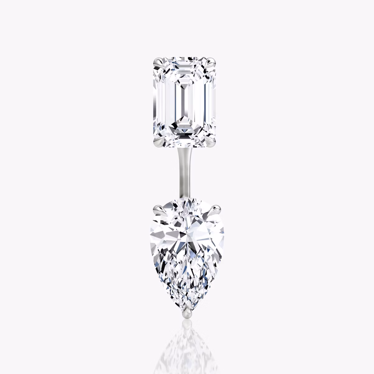 Solitaire Stud & Ear Jacket | 14k | White Gold | bottomDiamondShape: Pear | topDiamondShape: Emerald | caratWeight: 2ct