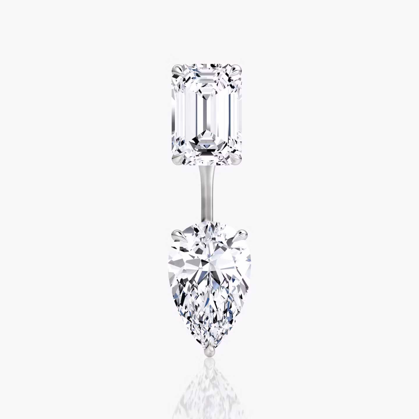 Solitaire Stud & Ear Jacket | 14k | Or blanc | bottomDiamondShape: Poire | topDiamondShape: Émeraude | caratWeight: 2ct