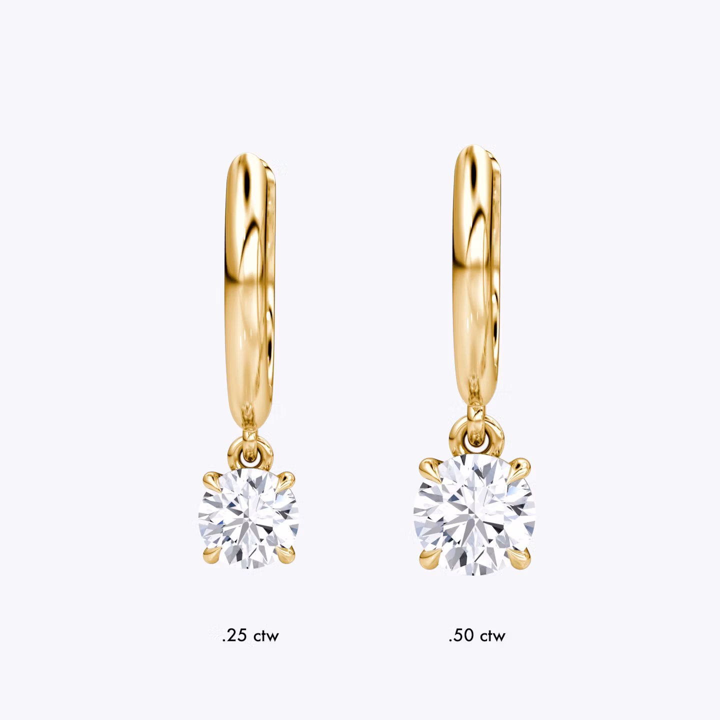 Pendiente de Aro Solitario Huggie | Brillante | 14k | Oro amarillo | hoopAccent: Simple | caratWeight: 0.50ct