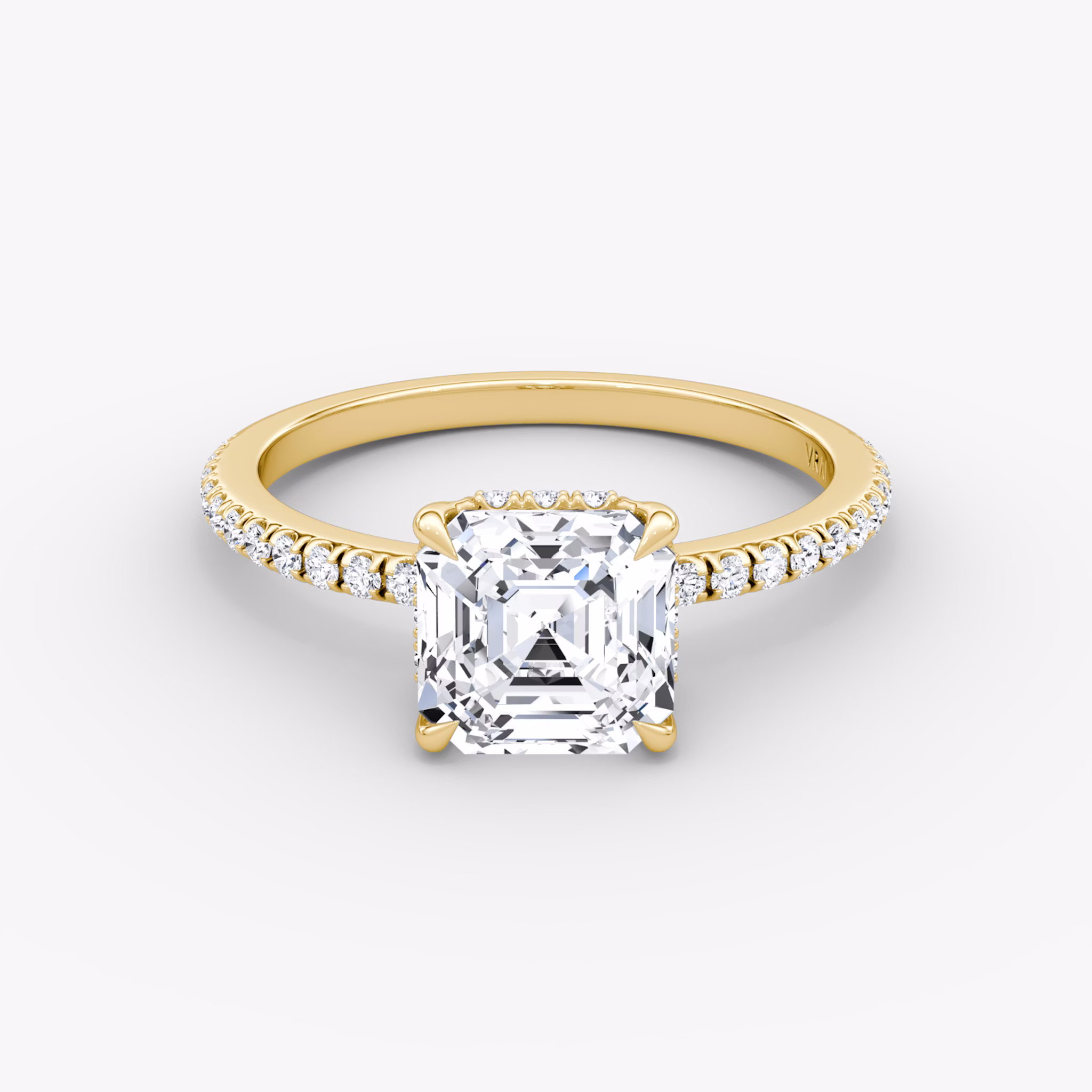 The Signature | Asscher | 18k | Yellow Gold | bandAccent: Pavé | bandWidth: standard | hiddenHalo: yes | diamondOrientation: vertical | caratWeight: other