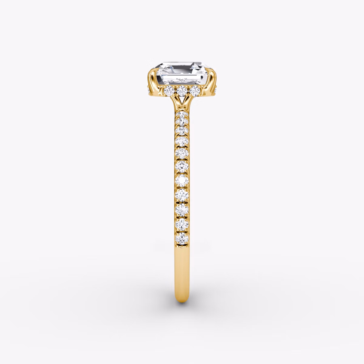 The Signature | Asscher | 18k | Yellow Gold | bandAccent: Pavé | bandWidth: standard | hiddenHalo: yes | diamondOrientation: vertical | caratWeight: other