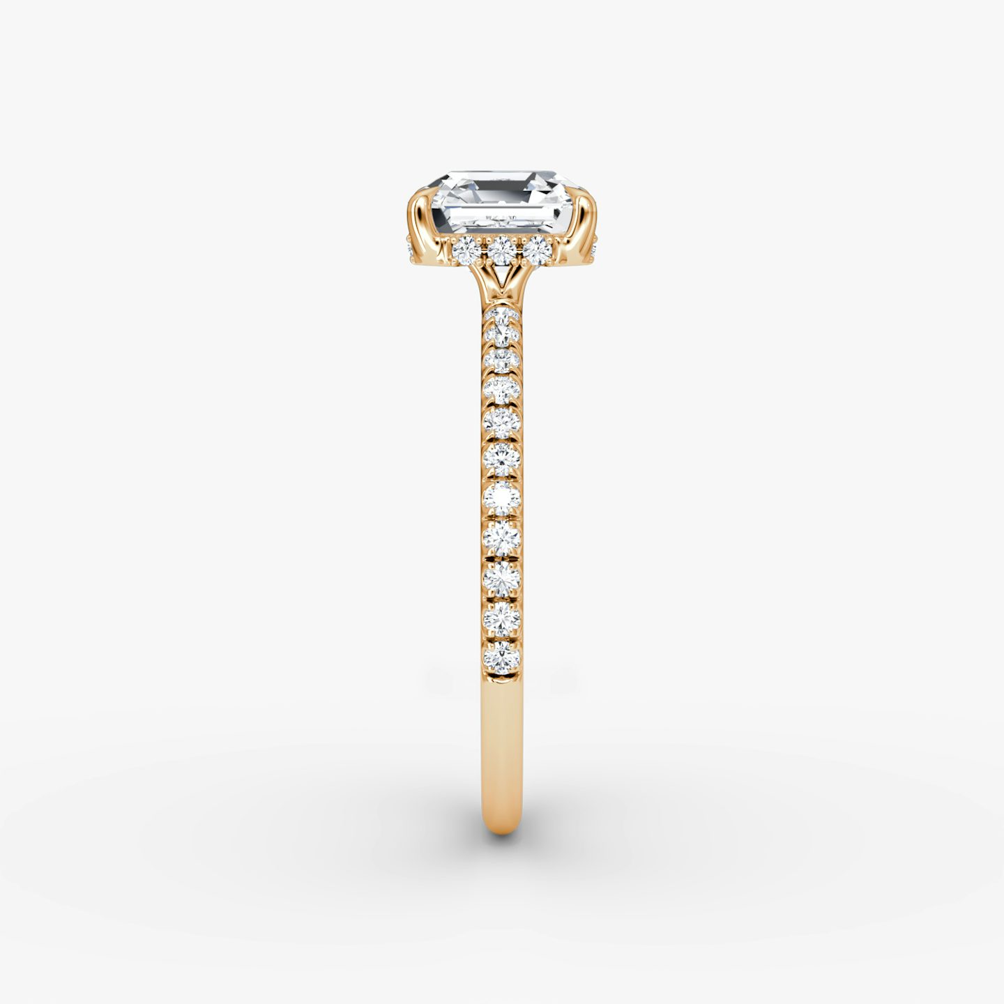 The Signature | Asscher | 14k | Rose Gold | bandAccent: Pavé | bandWidth: standard | hiddenHalo: yes | diamondOrientation: vertical | caratWeight: other