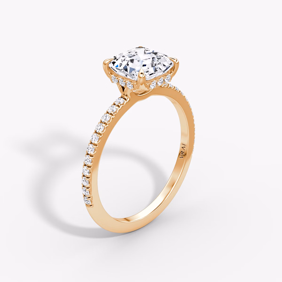The Signature | Asscher | 14k | Rose Gold | bandAccent: Pavé | bandWidth: standard | hiddenHalo: yes | diamondOrientation: vertical | caratWeight: other
