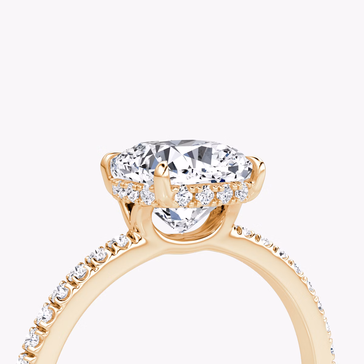 The Signature | Cushion | 14k | Rose Gold | bandAccent: Pavé | bandWidth: standard | hiddenHalo: yes | diamondOrientation: vertical | caratWeight: other