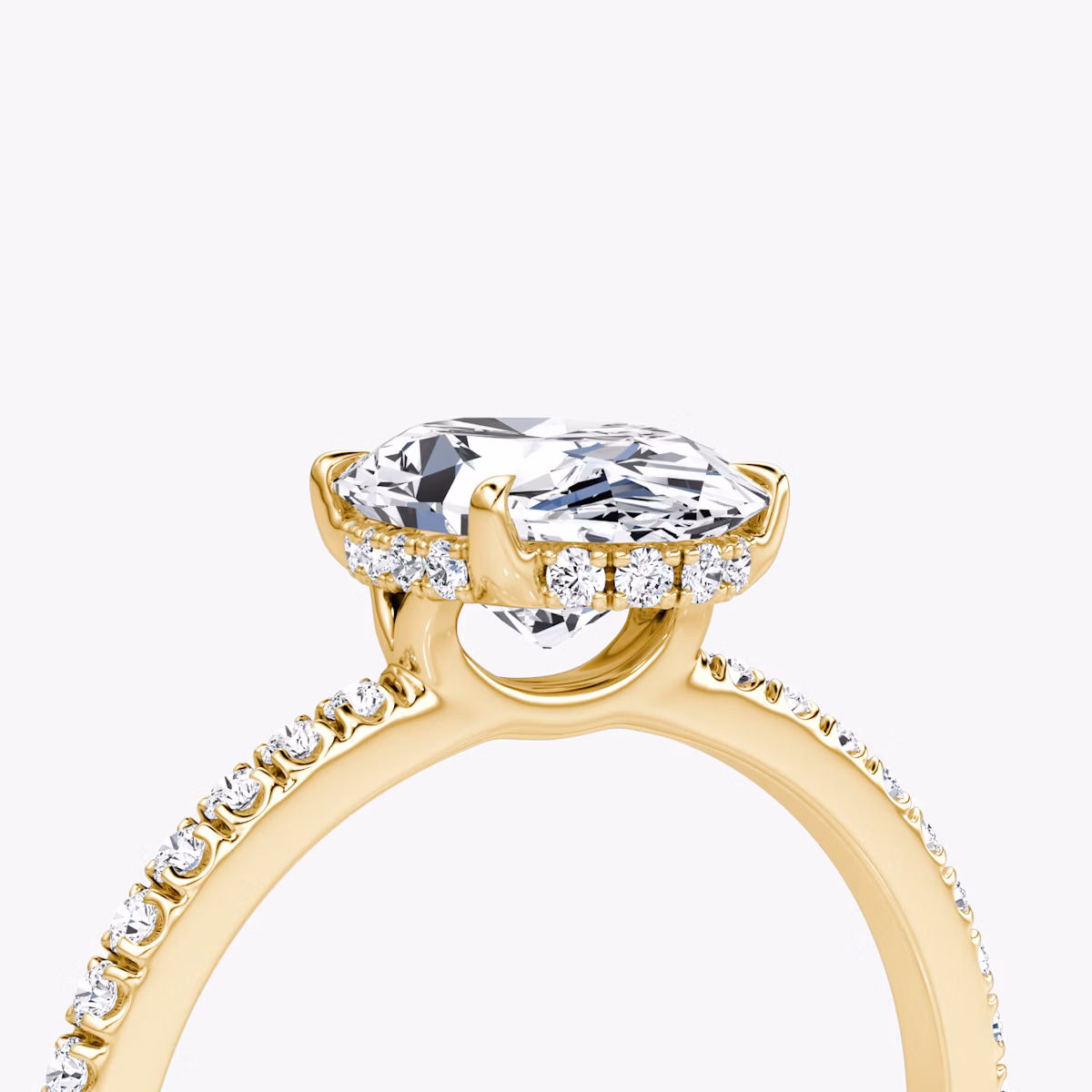 The Signature | Oval | 18k | Yellow Gold | bandAccent: Pavé | bandWidth: standard | hiddenHalo: yes | diamondOrientation: vertical | caratWeight: other