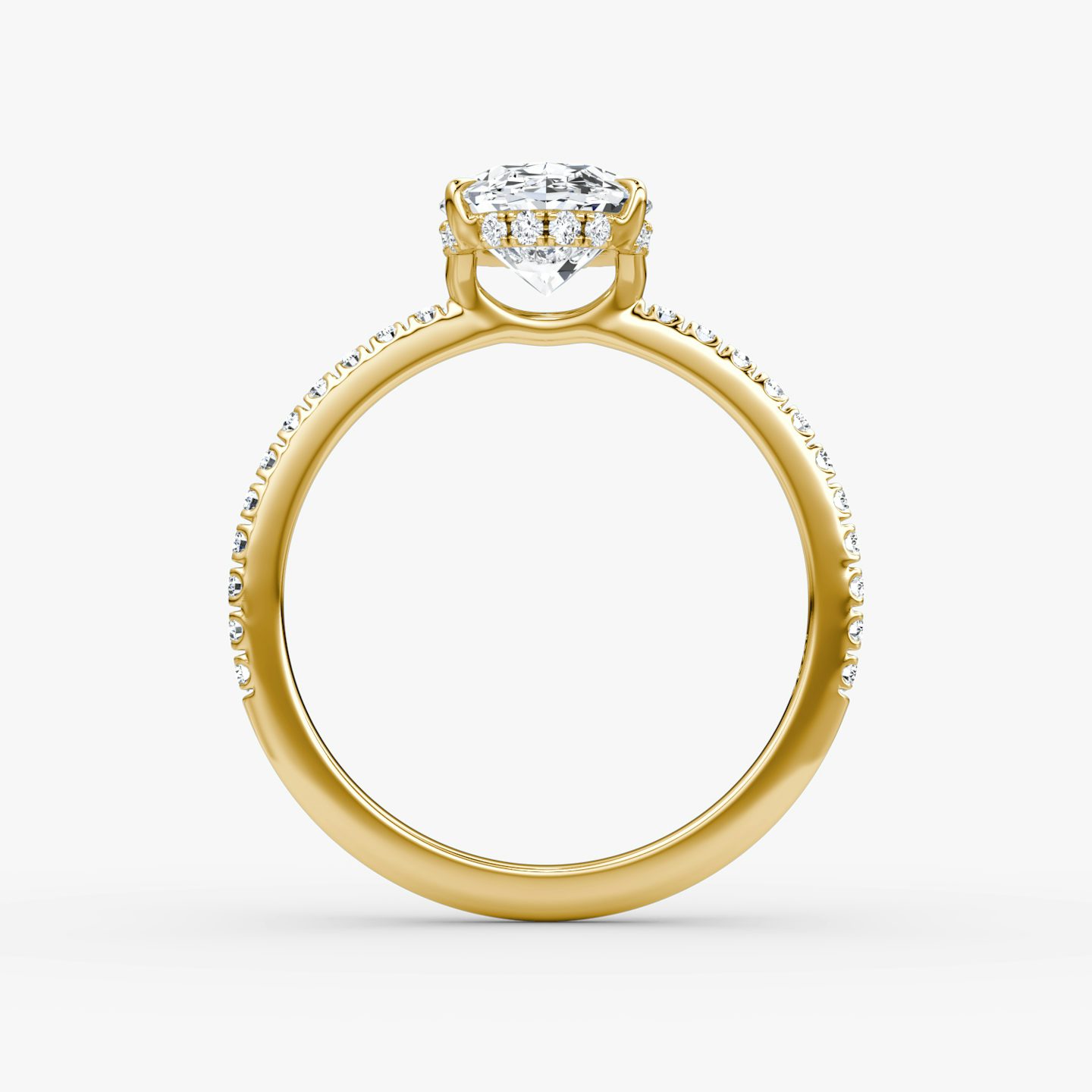The Signature | Oval | 18k | Yellow Gold | bandAccent: Pavé | bandWidth: standard | hiddenHalo: yes | diamondOrientation: vertical | caratWeight: other