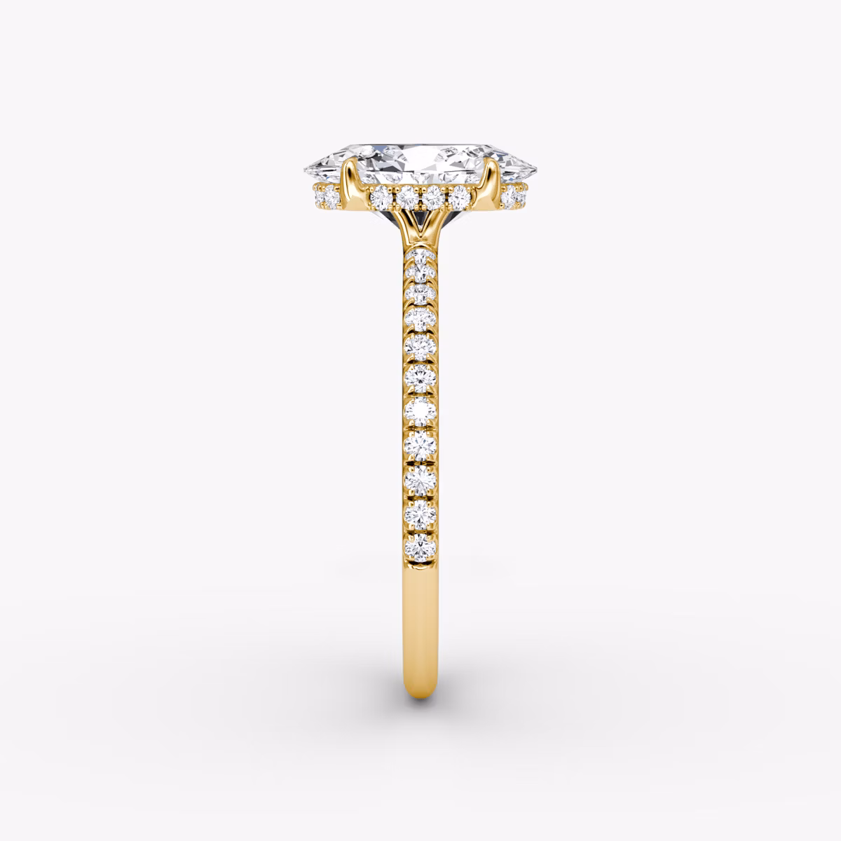 The Signature | Oval | 18k | Yellow Gold | bandAccent: Pavé | bandWidth: standard | hiddenHalo: yes | diamondOrientation: vertical | caratWeight: other