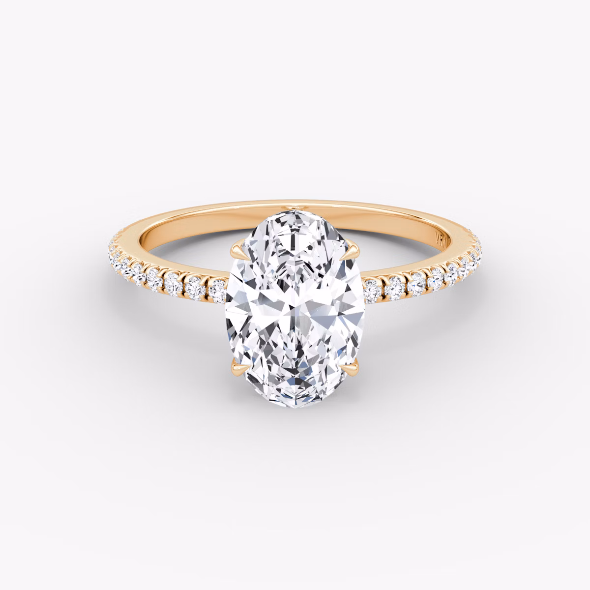 The Signature | Oval | 14k | Rose Gold | bandAccent: Pavé | bandWidth: standard | hiddenHalo: yes | diamondOrientation: vertical | caratWeight: other