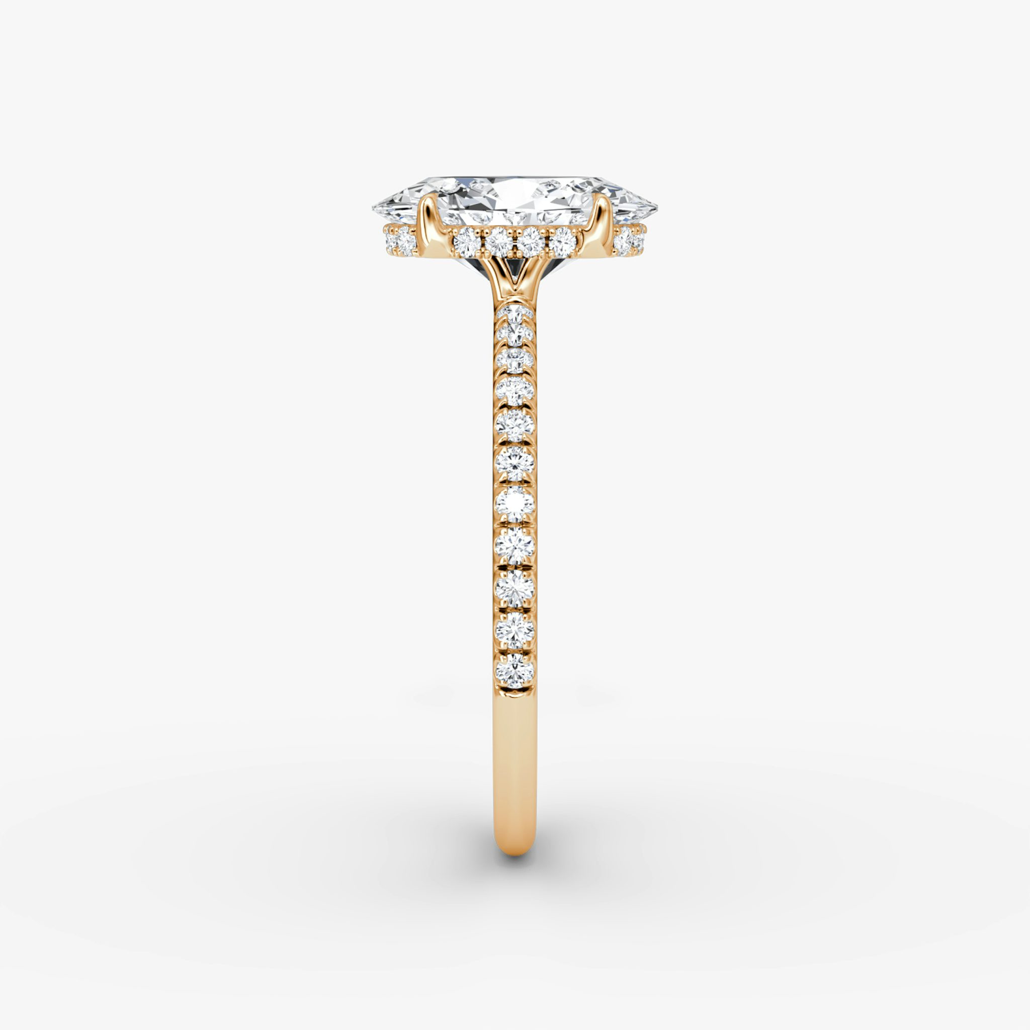 The Signature | Oval | 14k | Rose Gold | bandAccent: Pavé | bandWidth: standard | hiddenHalo: yes | diamondOrientation: vertical | caratWeight: other