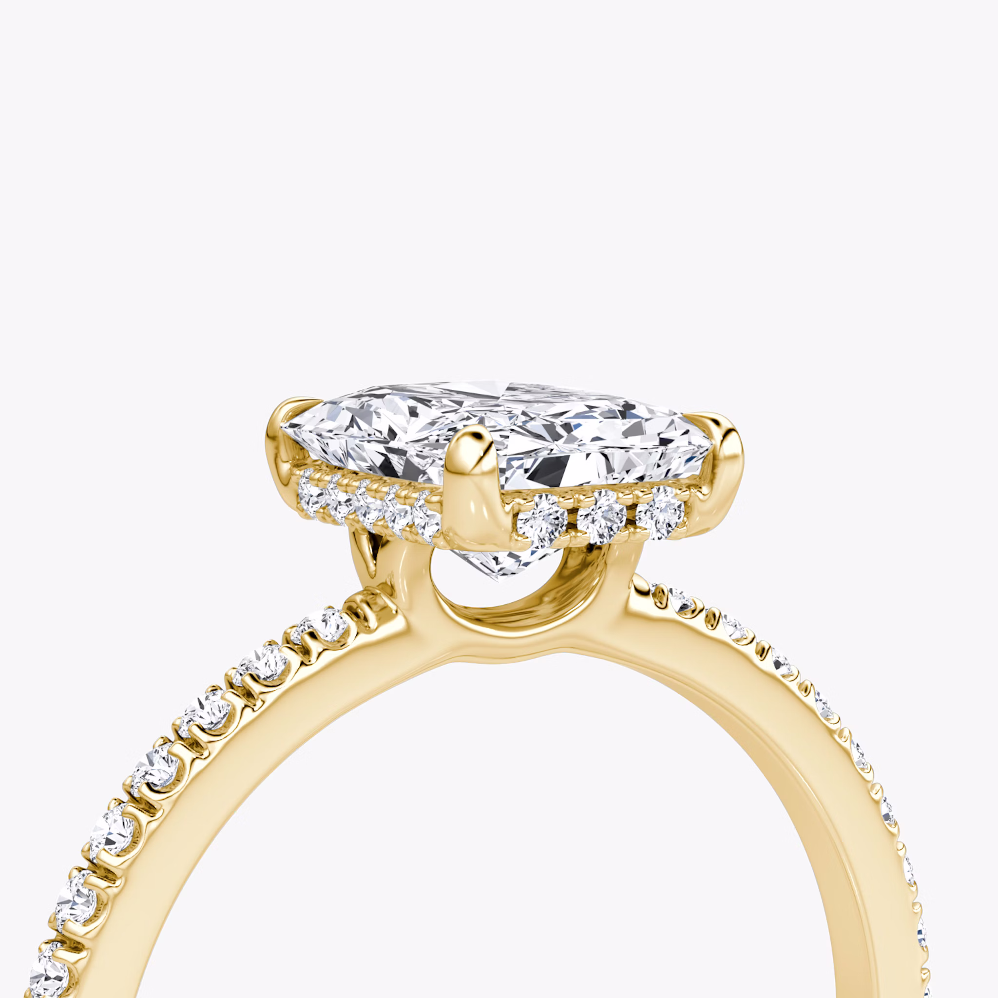The Signature | Radiant | 18k | Yellow Gold | bandAccent: Pavé | bandWidth: standard | hiddenHalo: yes | diamondOrientation: vertical | caratWeight: other