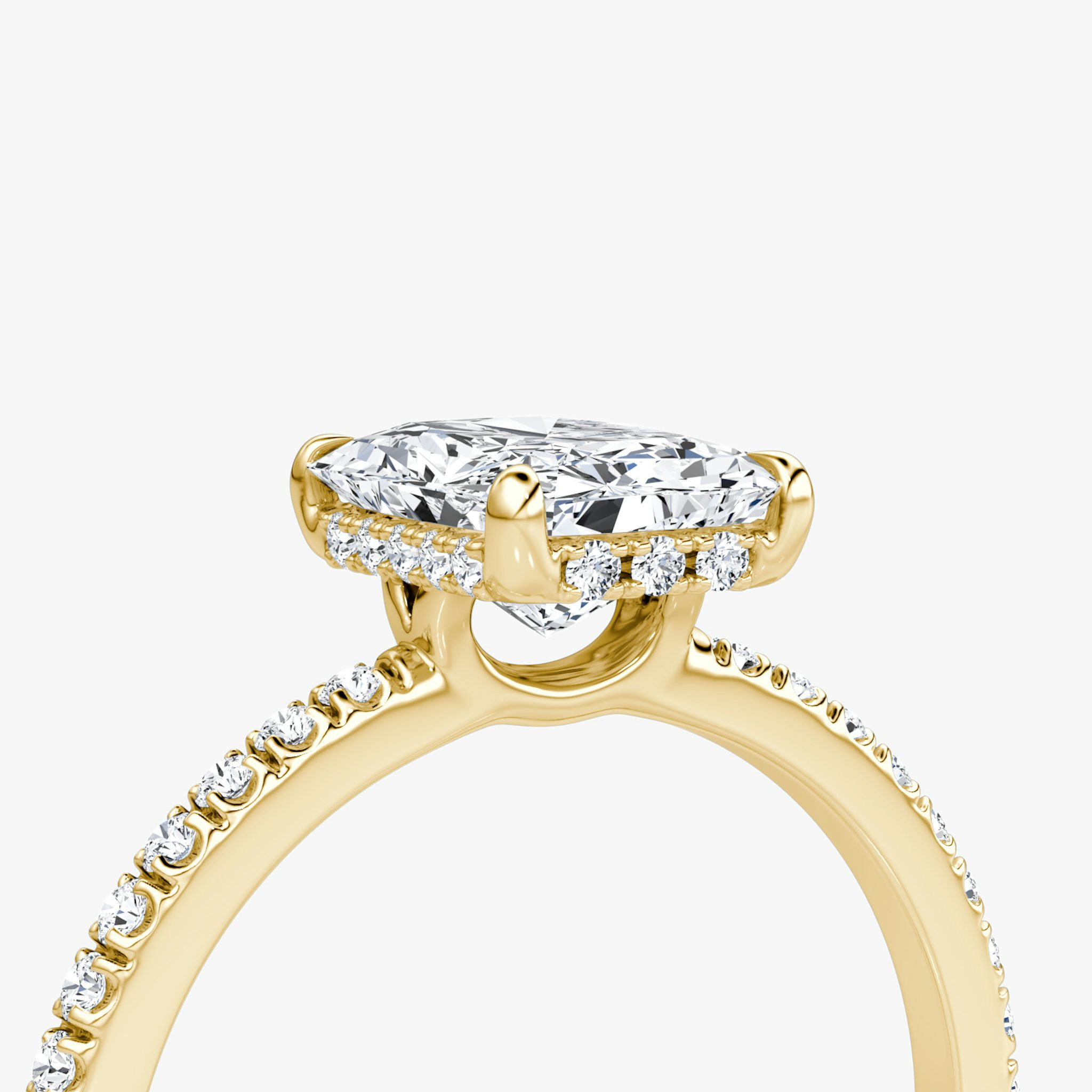 The Signature | Radiant | 18k | Yellow Gold | bandAccent: Pavé | bandWidth: standard | hiddenHalo: yes | diamondOrientation: vertical | caratWeight: other