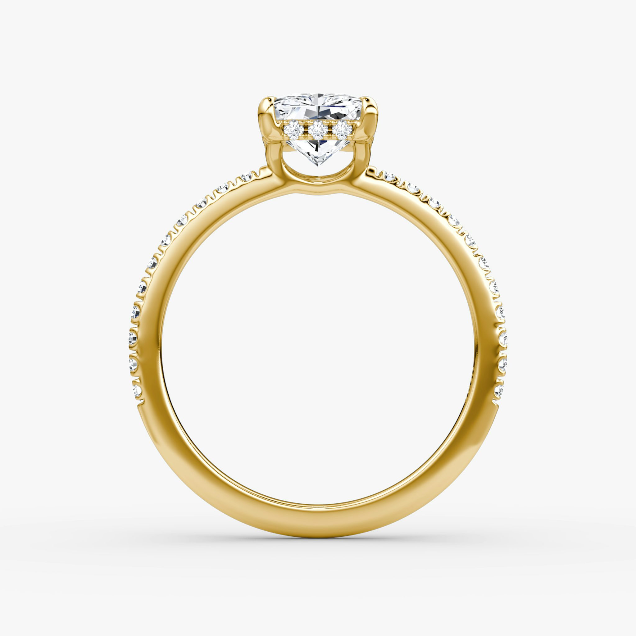 The Signature | Radiant | 18k | Yellow Gold | bandAccent: Pavé | bandWidth: standard | hiddenHalo: yes | diamondOrientation: vertical | caratWeight: other