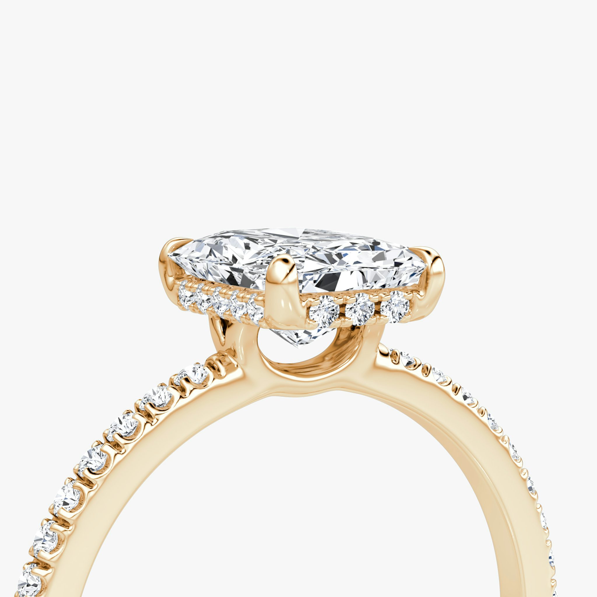 The Signature | Radiant | 14k | Rose Gold | bandAccent: Pavé | bandWidth: standard | hiddenHalo: yes | diamondOrientation: vertical | caratWeight: other
