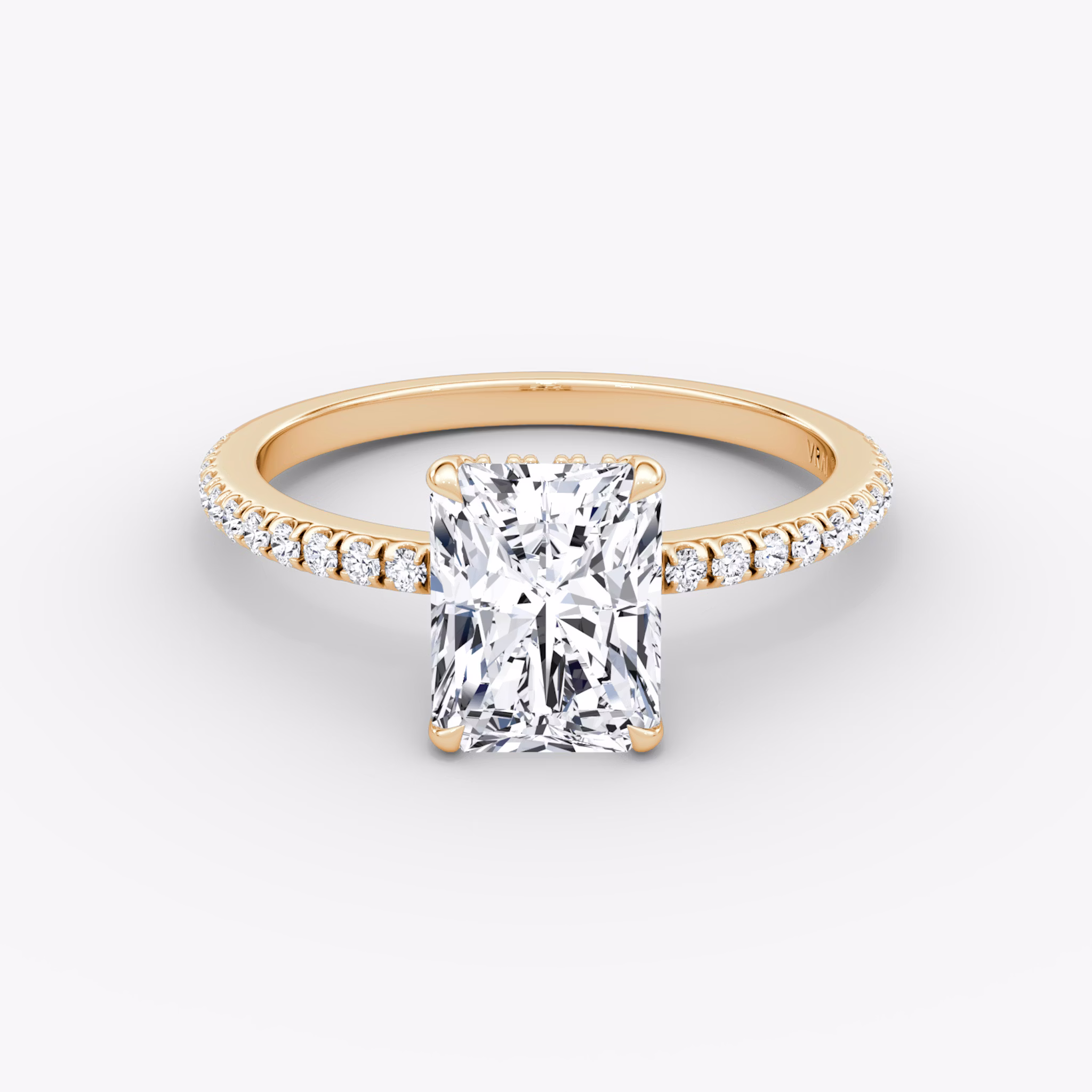 The Signature | Radiant | 14k | Rose Gold | bandAccent: Pavé | bandWidth: standard | hiddenHalo: yes | diamondOrientation: vertical | caratWeight: other