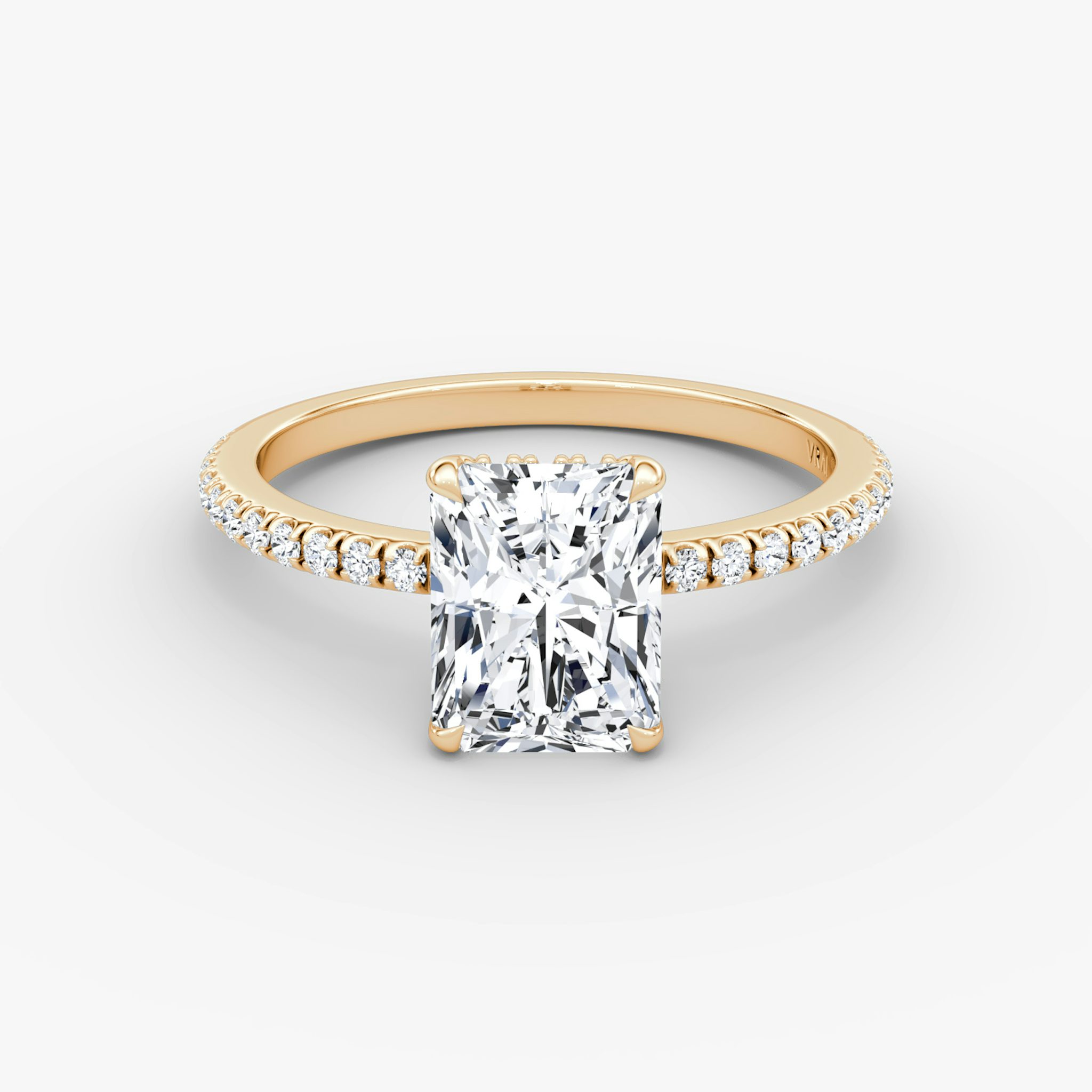 The Signature | Radiant | 14k | Rose Gold | bandAccent: Pavé | bandWidth: standard | hiddenHalo: yes | diamondOrientation: vertical | caratWeight: other