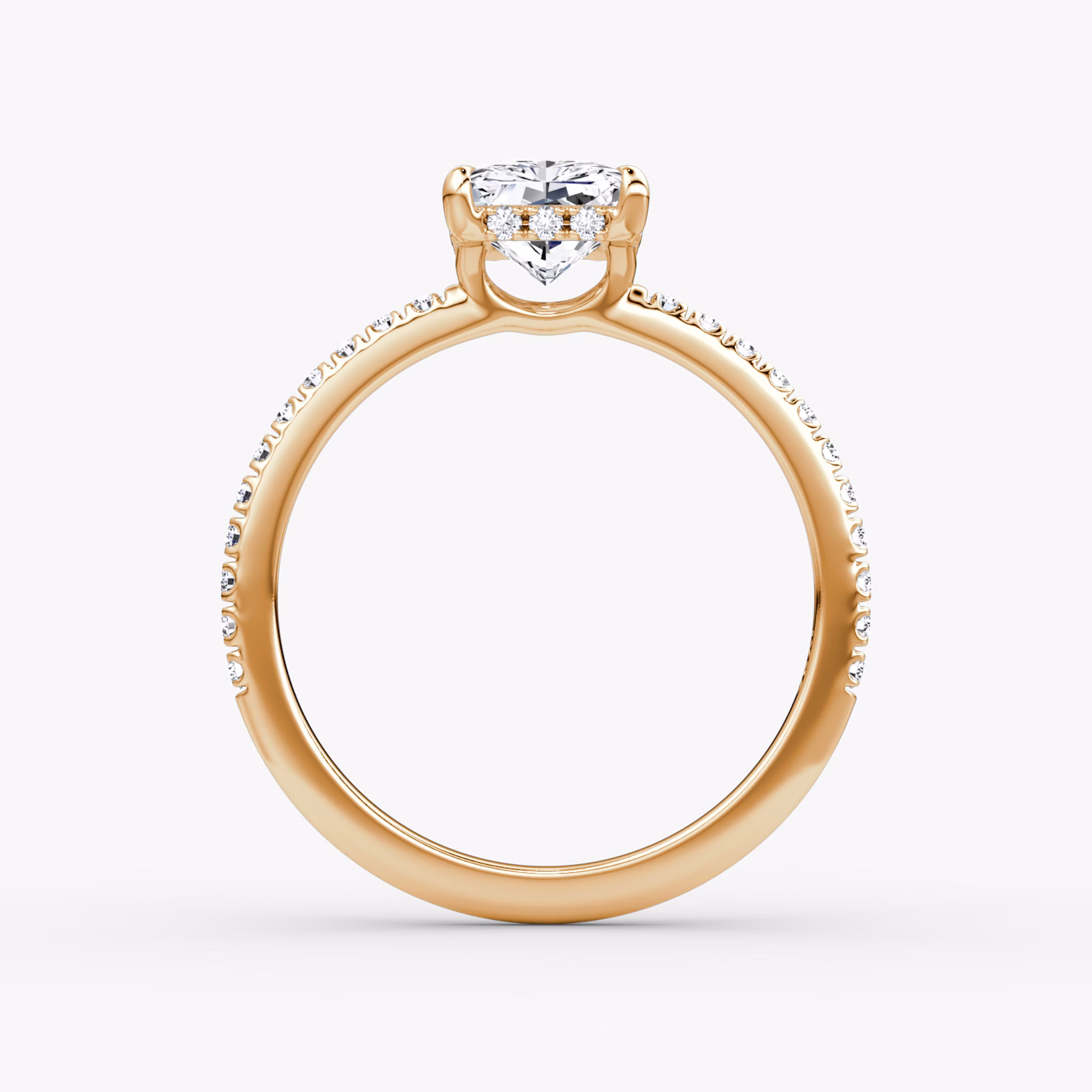 The Signature | Radiant | 14k | Rose Gold | bandAccent: Pavé | bandWidth: standard | hiddenHalo: yes | diamondOrientation: vertical | caratWeight: other