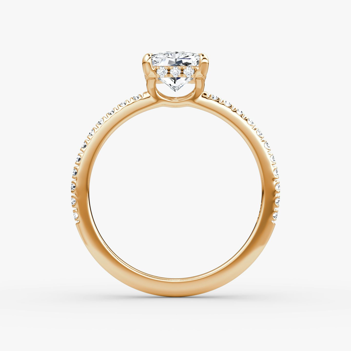Signature | Radiant | 14k | Roségold | bandAccent: Mit Pavé-Besatz | bandWidth: standard | hiddenHalo: yes | diamondOrientation: vertical | caratWeight: other