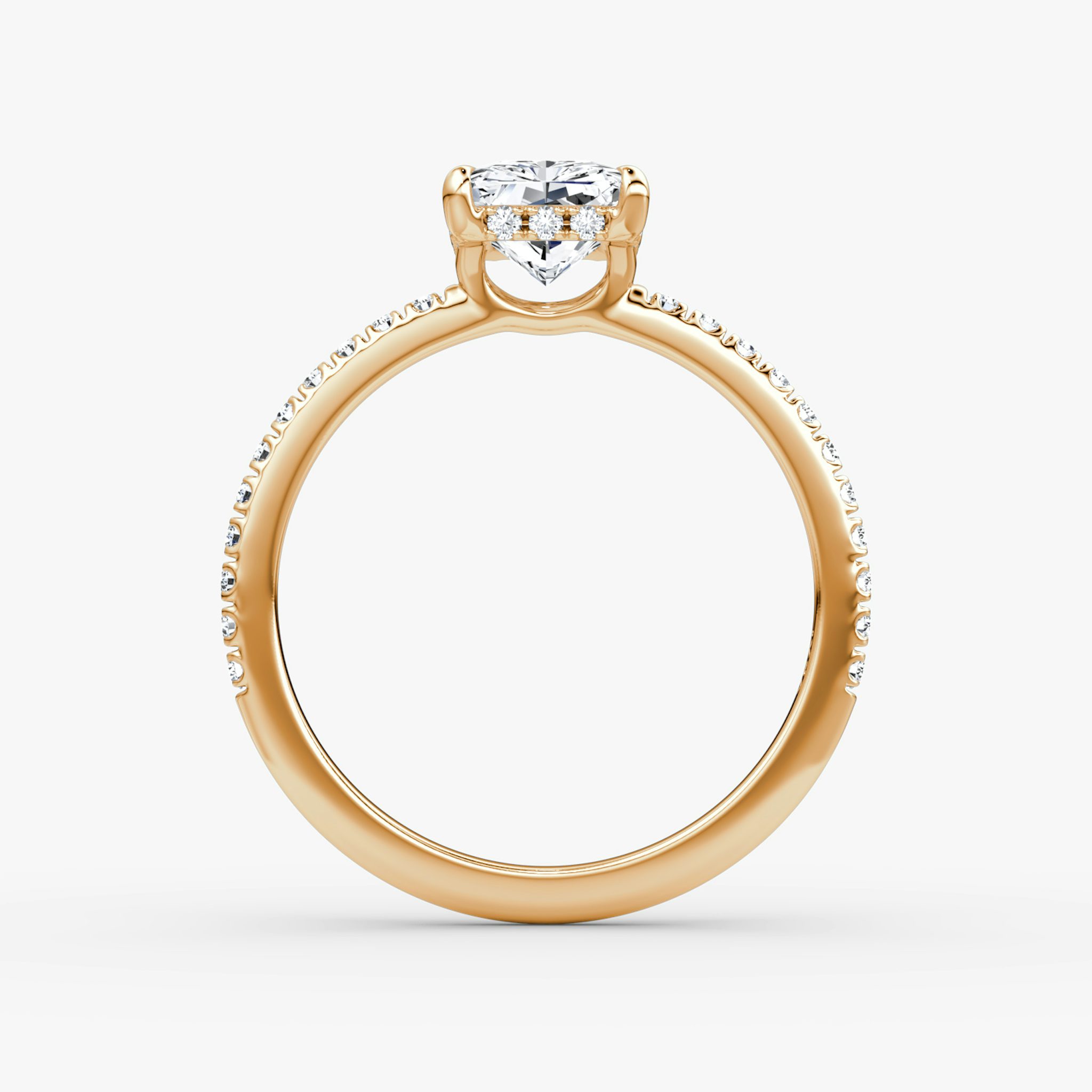 The Signature | Radiant | 14k | Rose Gold | bandAccent: Pavé | bandWidth: standard | hiddenHalo: yes | diamondOrientation: vertical | caratWeight: other