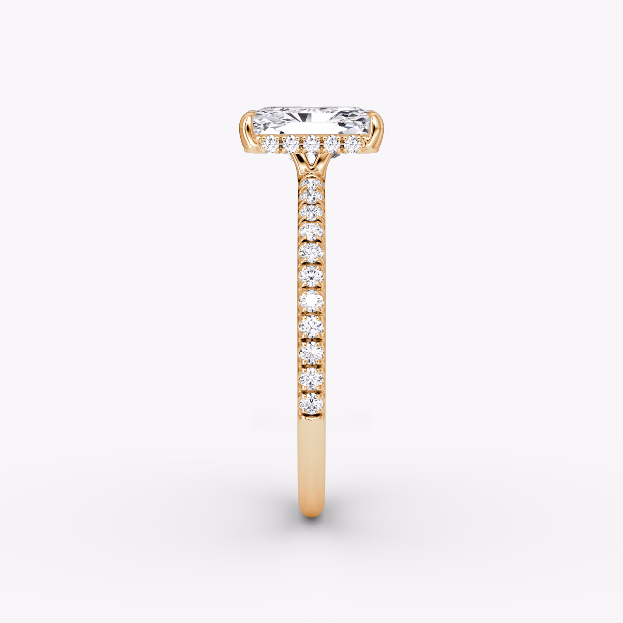 The Signature | Radiant | 14k | Rose Gold | bandAccent: Pavé | bandWidth: standard | hiddenHalo: yes | diamondOrientation: vertical | caratWeight: other