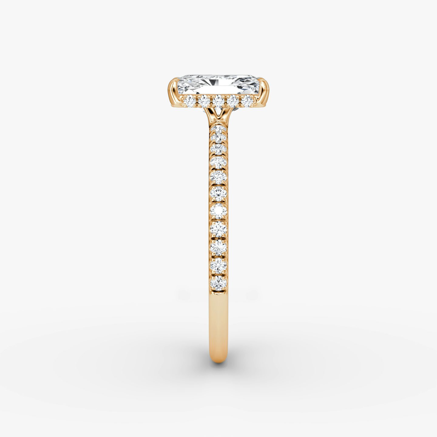 Signature | Radiant | 14k | Roségold | bandAccent: Mit Pavé-Besatz | bandWidth: standard | hiddenHalo: yes | diamondOrientation: vertical | caratWeight: other