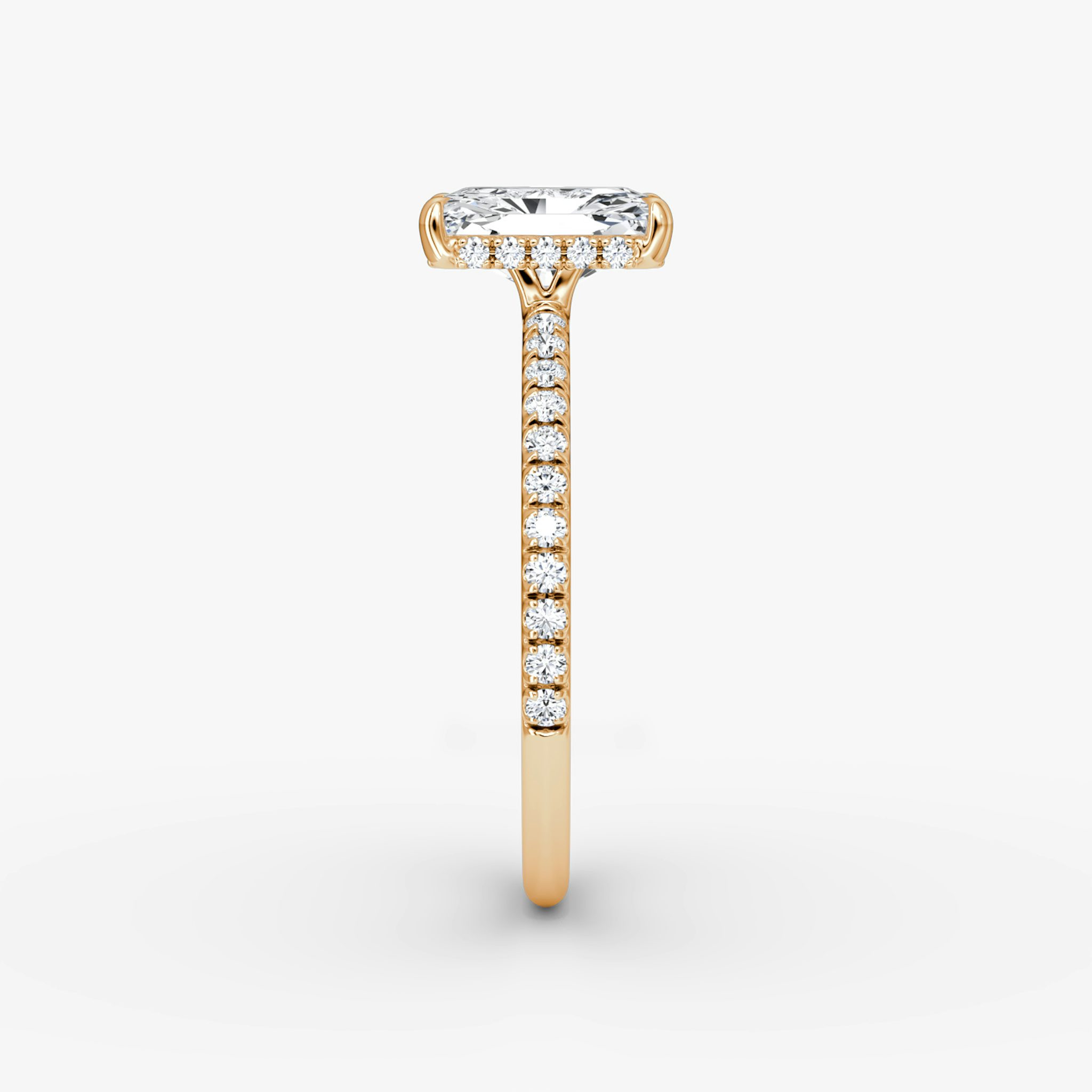 The Signature | Radiant | 14k | Rose Gold | bandAccent: Pavé | bandWidth: standard | hiddenHalo: yes | diamondOrientation: vertical | caratWeight: other