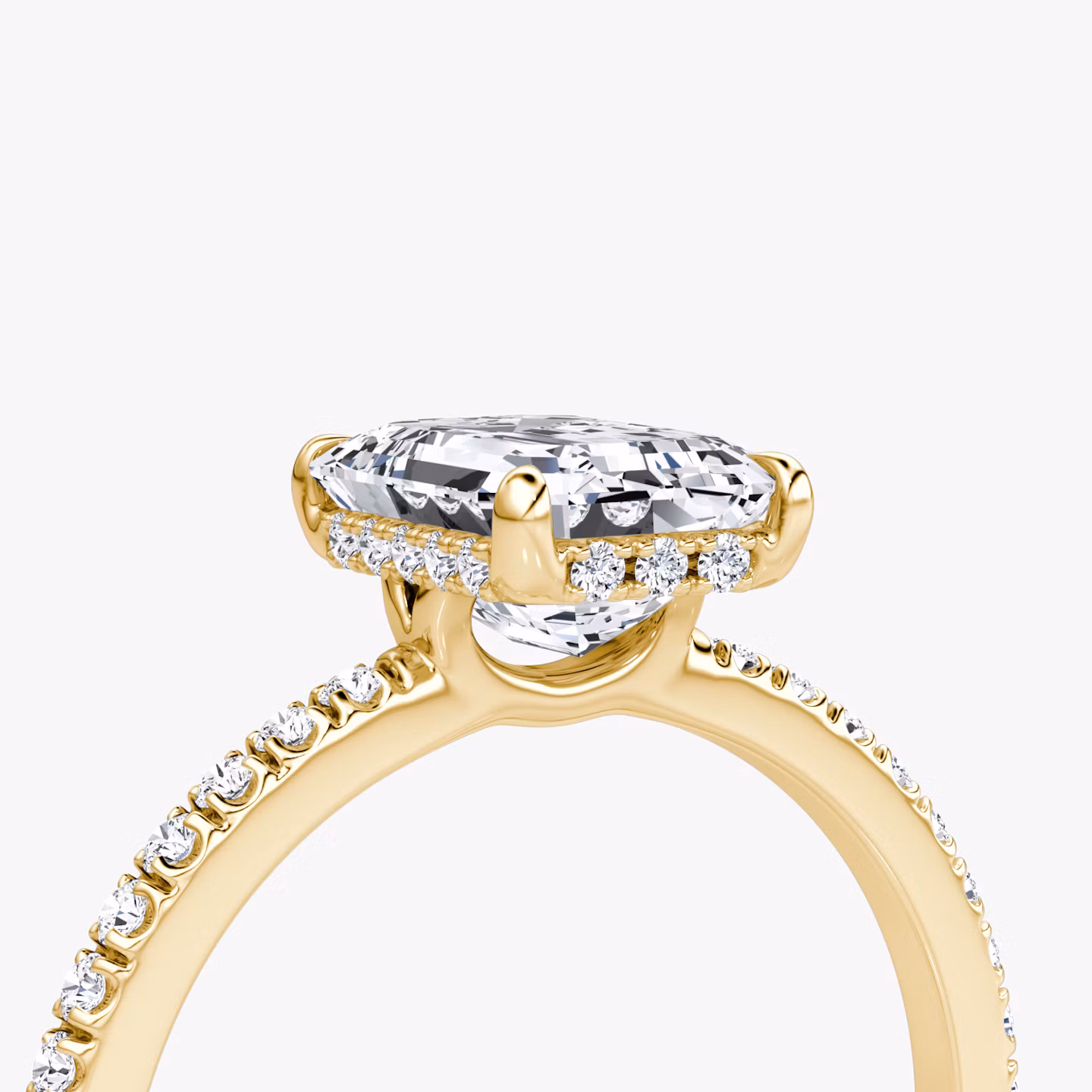 The Signature | Emerald | 18k | Yellow Gold | bandAccent: Pavé | bandWidth: standard | hiddenHalo: yes | diamondOrientation: vertical | caratWeight: other