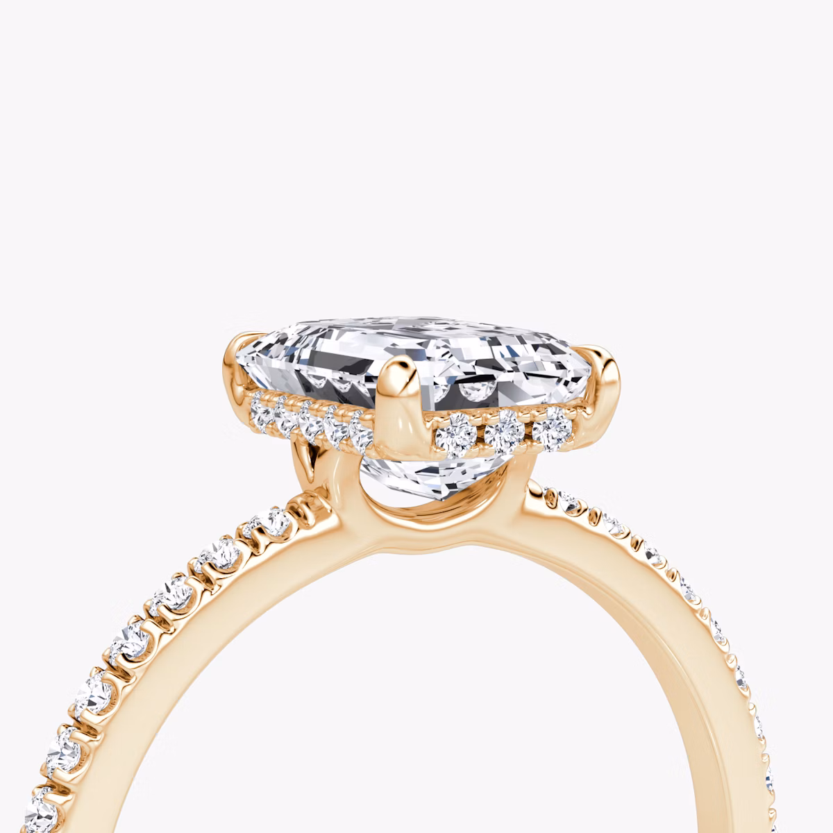 Signature | Emerald | 14k | Roségold | bandAccent: Mit Pavé-Besatz | bandWidth: standard | hiddenHalo: yes | diamondOrientation: vertical | caratWeight: other