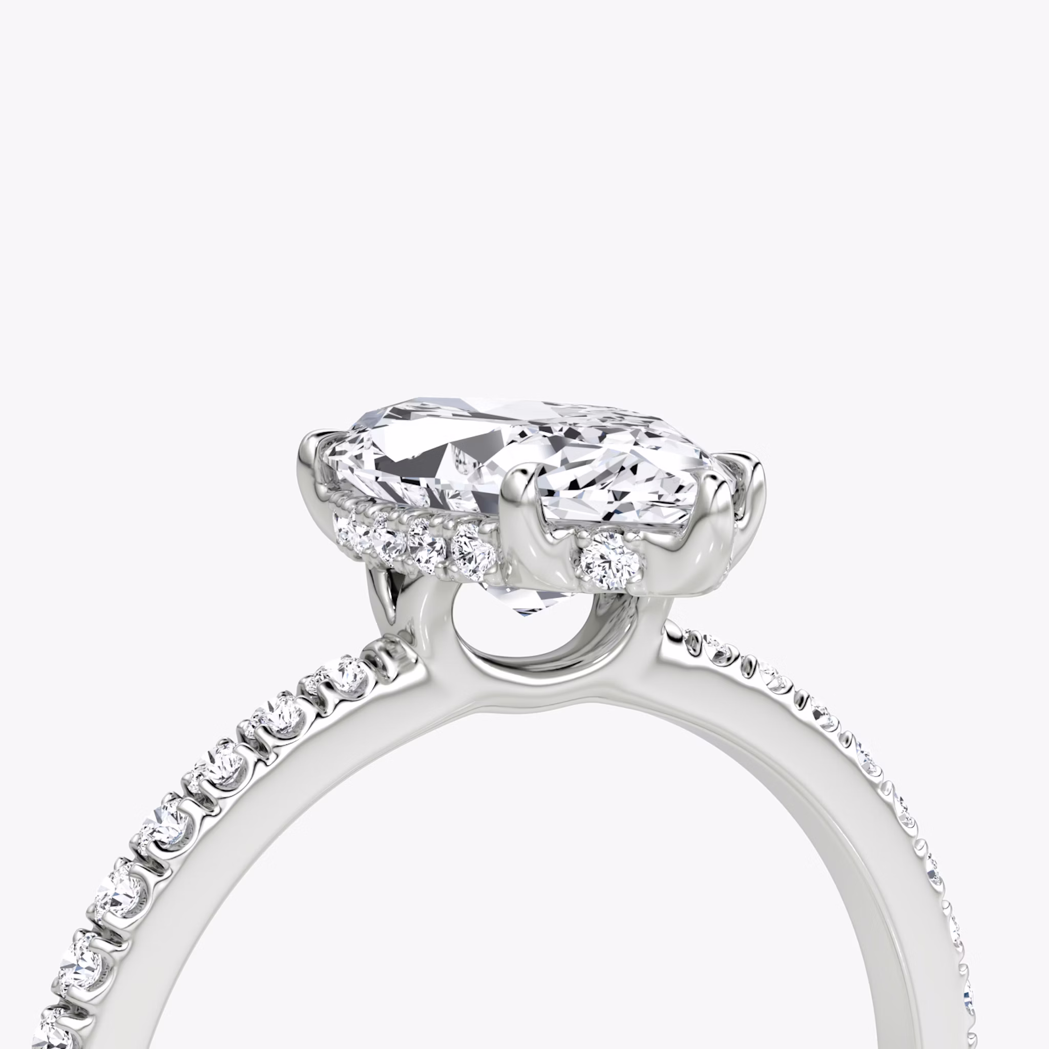 The Signature | Marquise | 18k | White Gold | bandAccent: Pavé | bandWidth: standard | hiddenHalo: yes | diamondOrientation: vertical | caratWeight: other