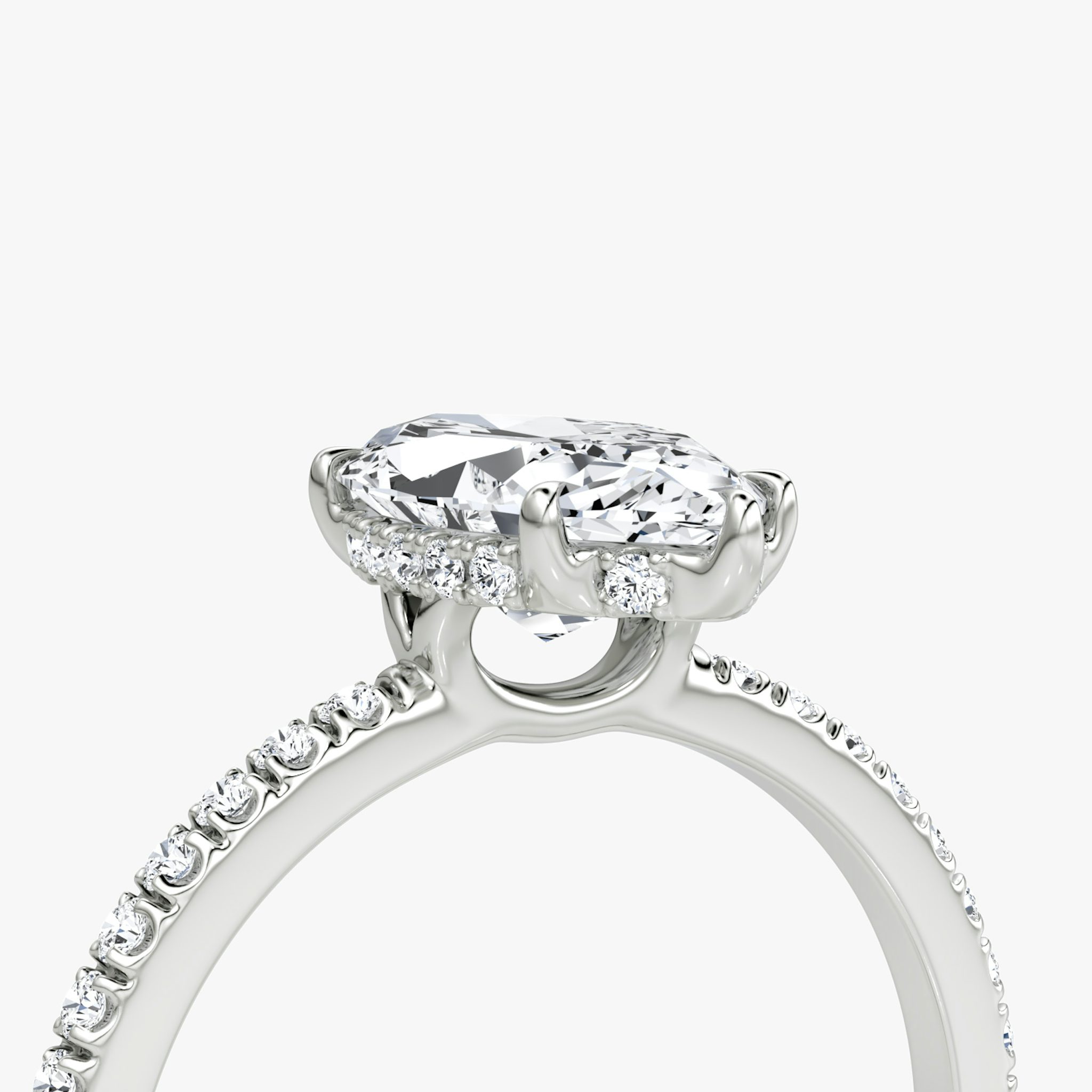 The Signature | Marquise | 18k | White Gold | bandAccent: Pavé | bandWidth: standard | hiddenHalo: yes | diamondOrientation: vertical | caratWeight: other