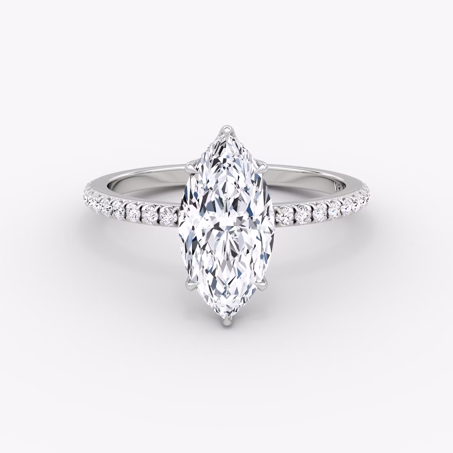 The Signature | Marquise | Platinum | bandAccent: Pavé | bandWidth: standard | hiddenHalo: yes | diamondOrientation: vertical | caratWeight: other