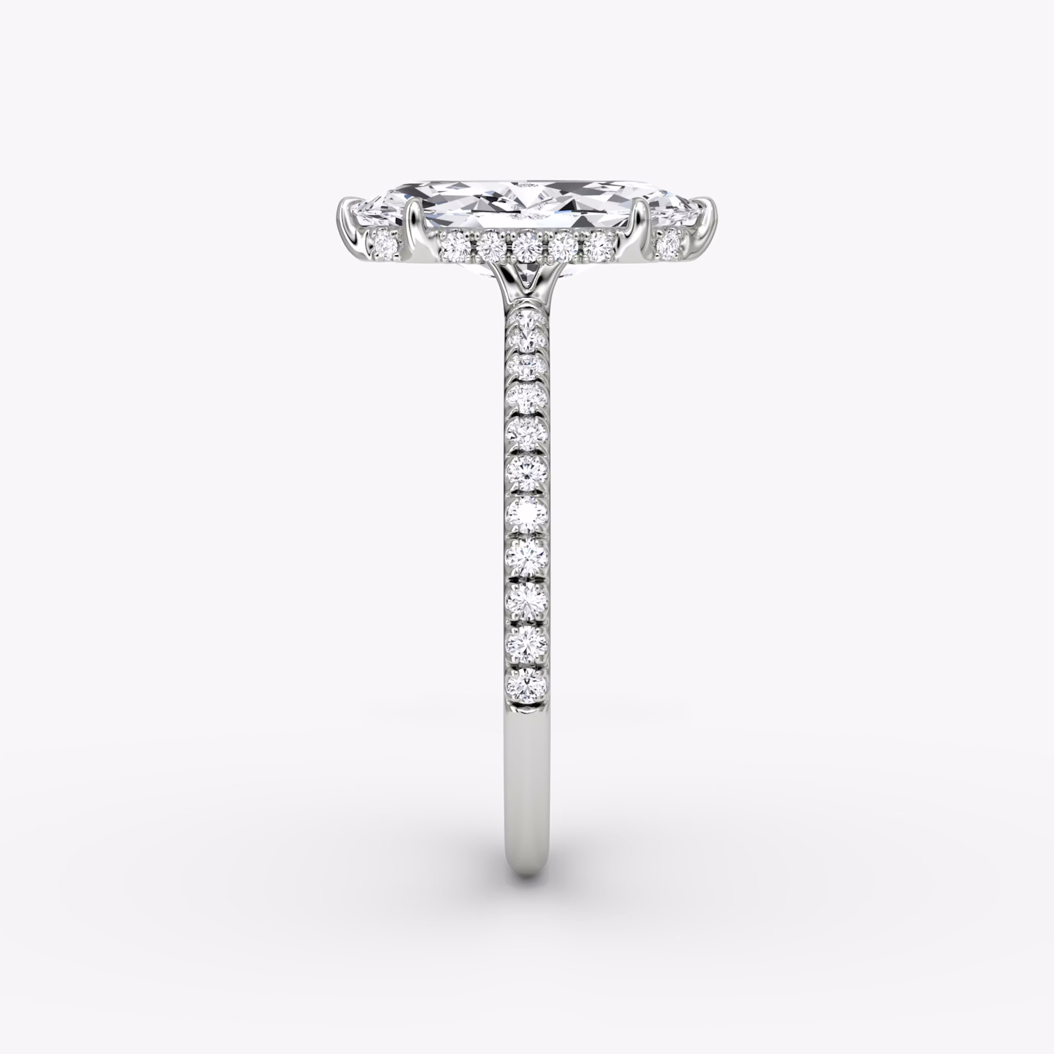 The Signature | Marquise | 18k | White Gold | bandAccent: Pavé | bandWidth: standard | hiddenHalo: yes | diamondOrientation: vertical | caratWeight: other