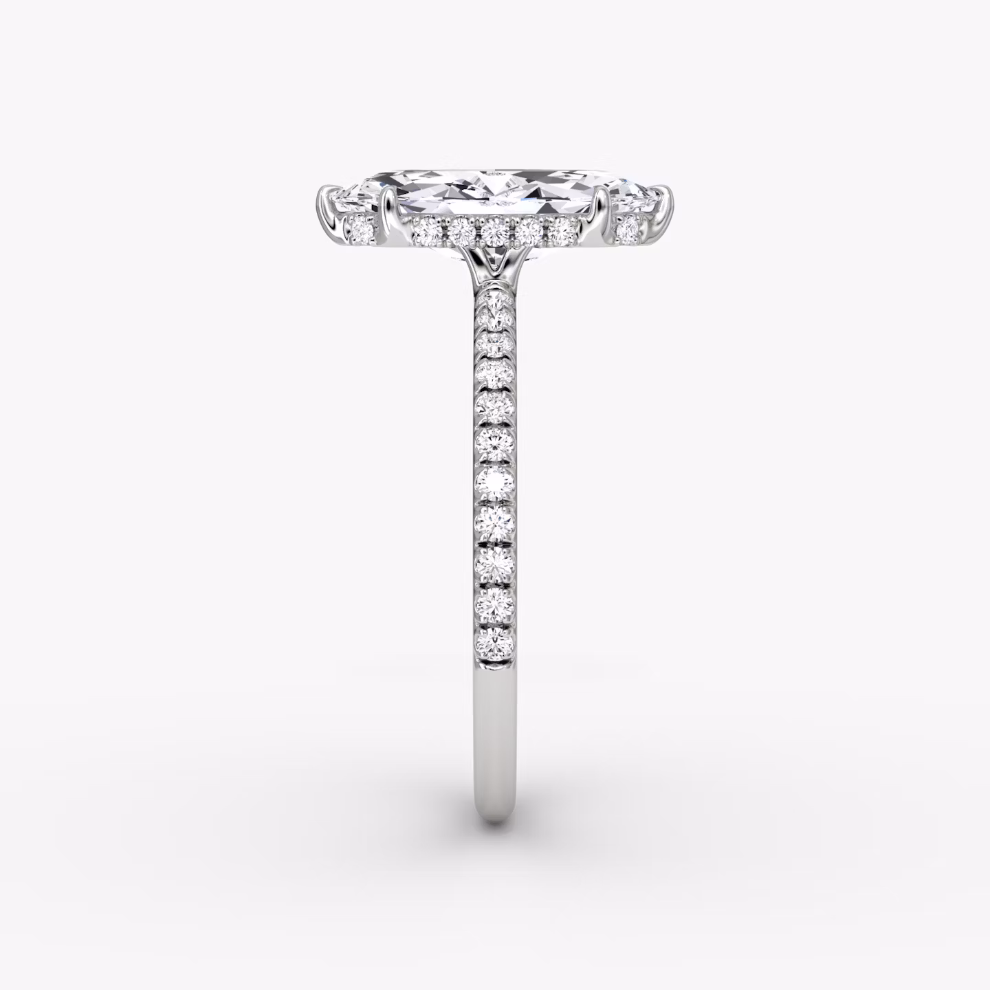 The Signature | Marquise | Platinum | bandAccent: Pavé | bandWidth: standard | hiddenHalo: yes | diamondOrientation: vertical | caratWeight: other
