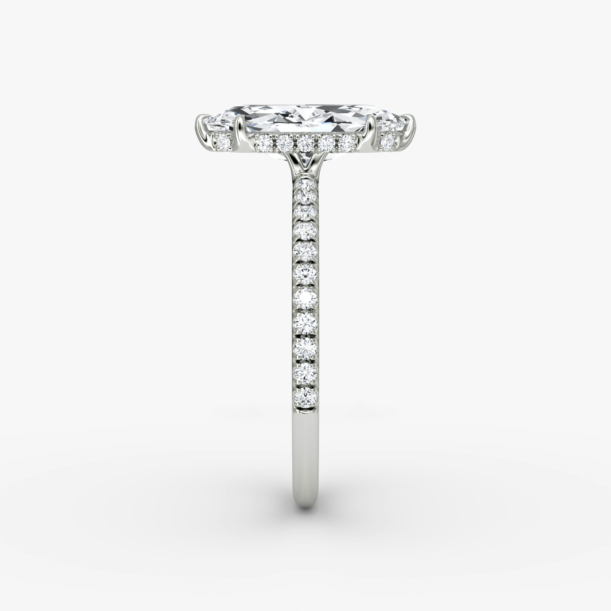 The Signature | Marquise | 18k | White Gold | bandAccent: Pavé | bandWidth: standard | hiddenHalo: yes | diamondOrientation: vertical | caratWeight: other