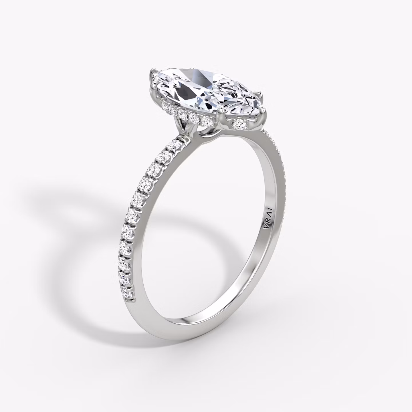 The Signature | Marquise | Platinum | bandAccent: Pavé | bandWidth: standard | hiddenHalo: yes | diamondOrientation: vertical | caratWeight: other