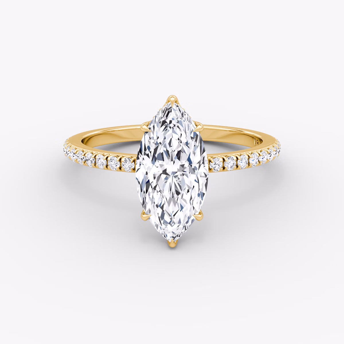 Signature | Marquise | 18k | Gelbgold | bandAccent: Mit Pavé-Besatz | bandWidth: standard | hiddenHalo: yes | diamondOrientation: vertical | caratWeight: other