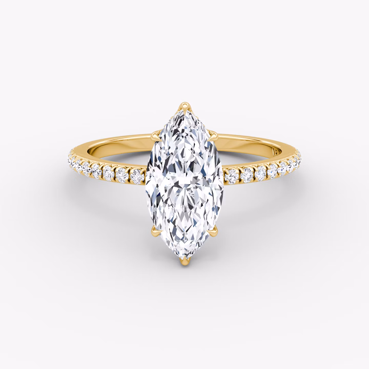 The Signature | Marquise | 18k | Yellow Gold | bandAccent: Pavé | bandWidth: standard | hiddenHalo: yes | diamondOrientation: vertical | caratWeight: other