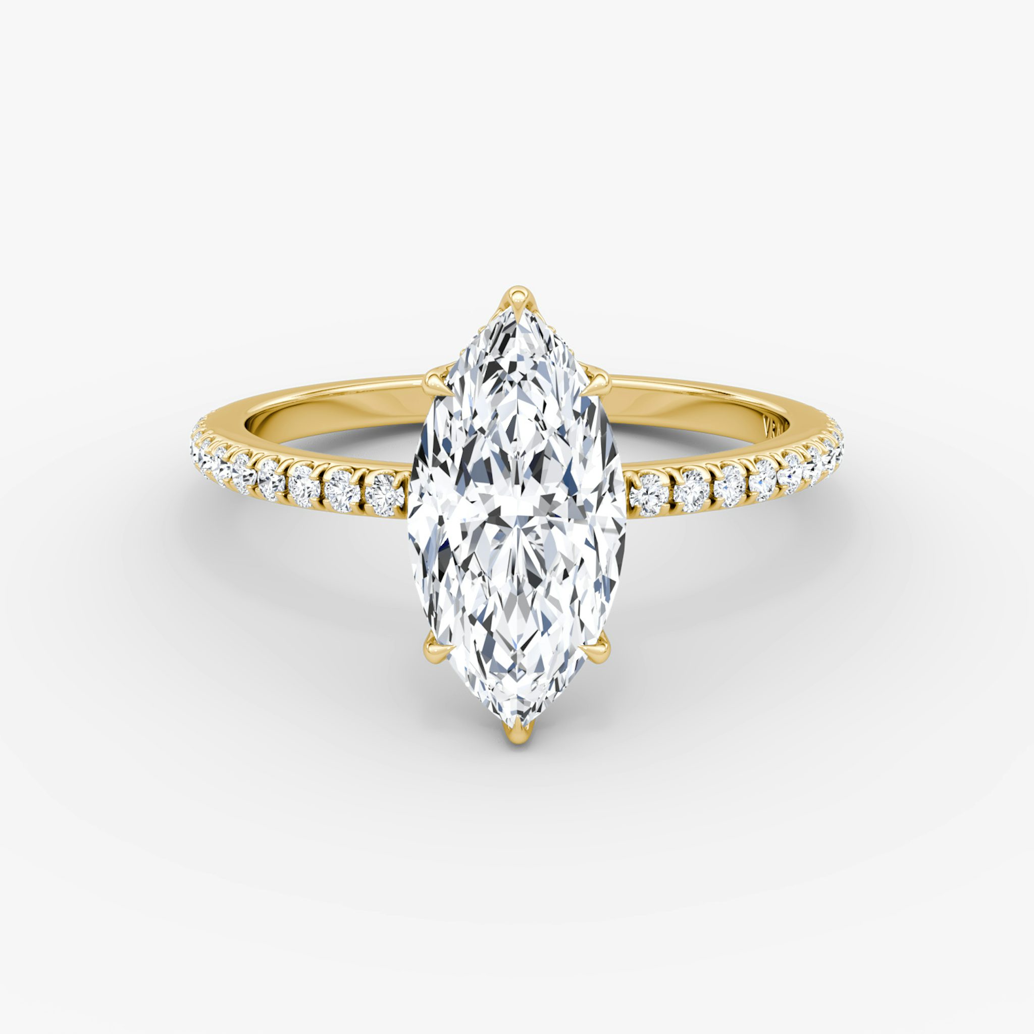 The Signature | Marquise | 18k | Yellow Gold | bandAccent: Pavé | bandWidth: standard | hiddenHalo: yes | diamondOrientation: vertical | caratWeight: other