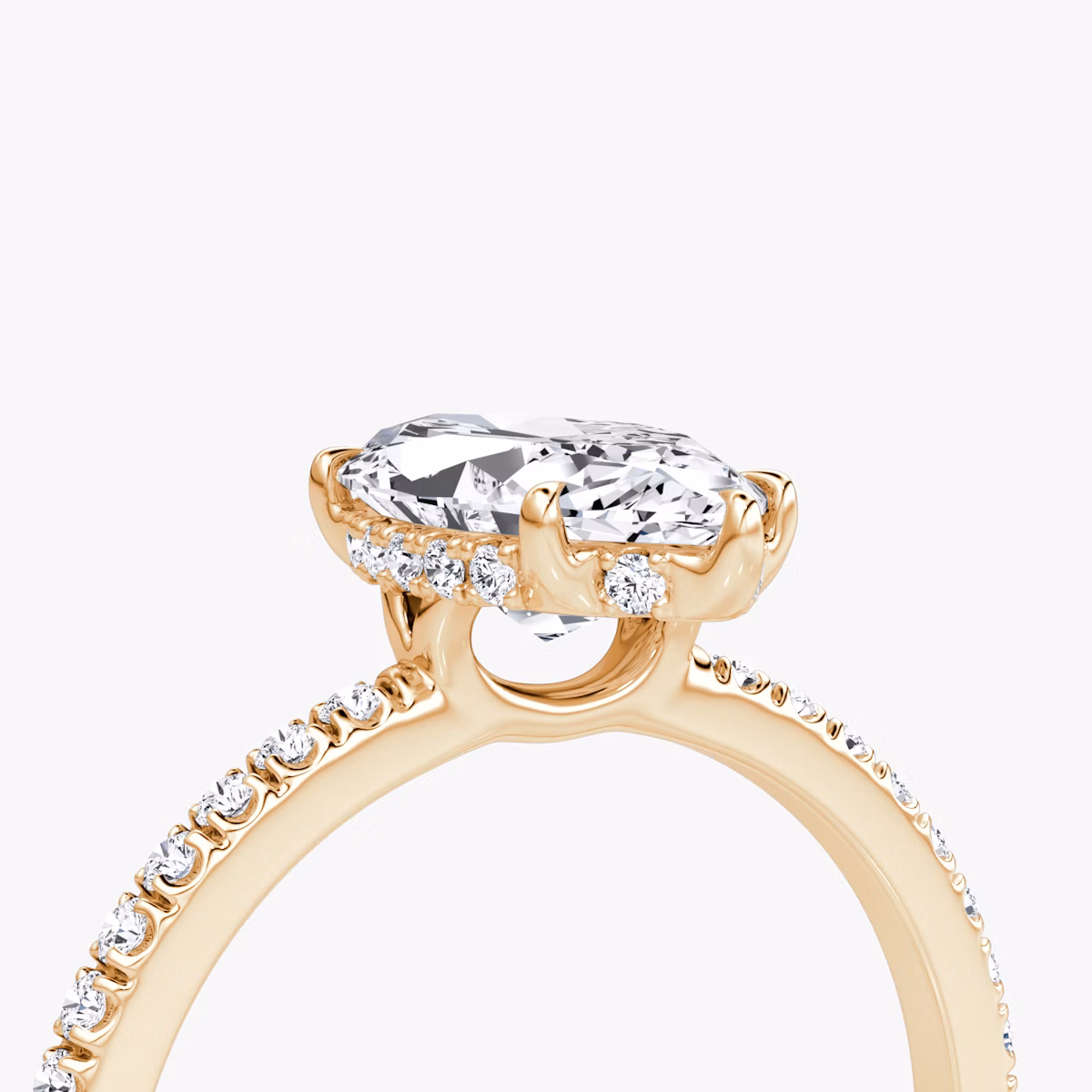 The Signature | Marquise | 14k | Rose Gold | bandAccent: Pavé | bandWidth: standard | hiddenHalo: yes | diamondOrientation: vertical | caratWeight: other