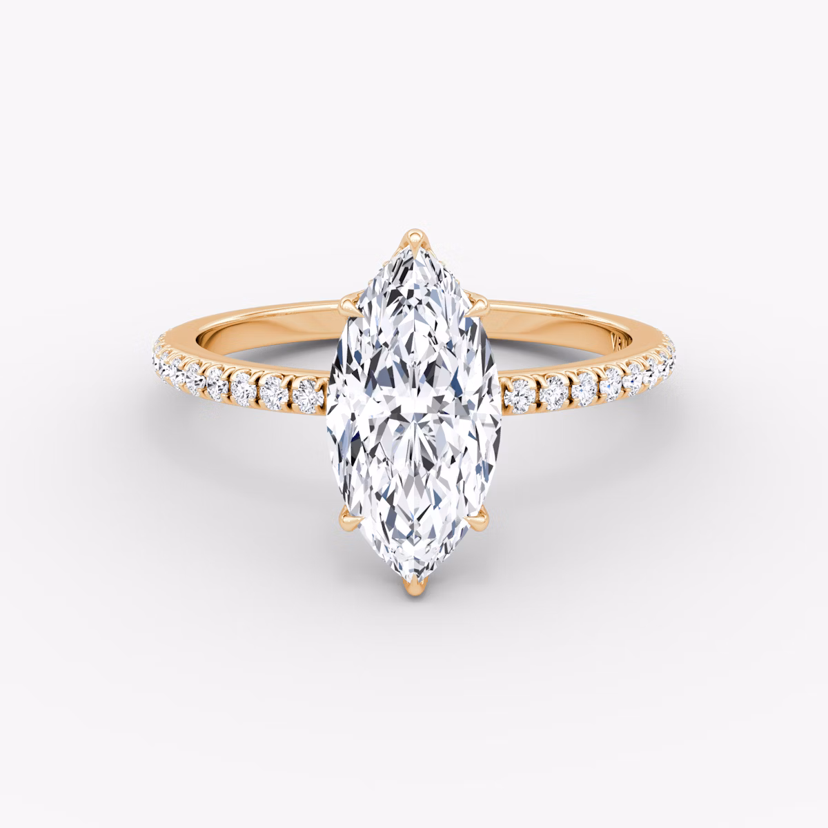The Signature | Marquise | 14k | Rose Gold | bandAccent: Pavé | bandWidth: standard | hiddenHalo: yes | diamondOrientation: vertical | caratWeight: other