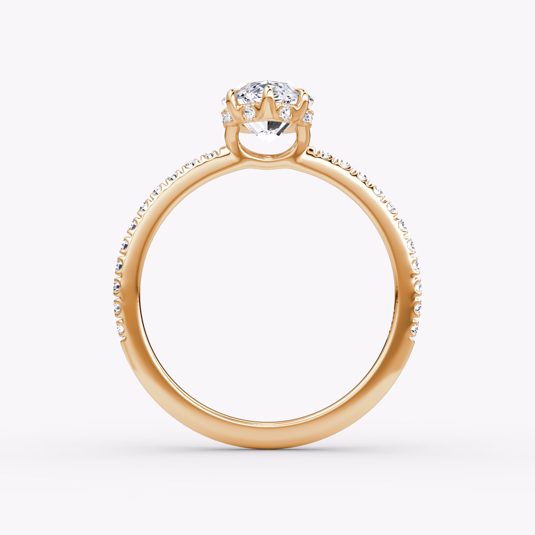 Signature | Marquise | 14k | Roségold | bandAccent: Mit Pavé-Besatz | bandWidth: standard | hiddenHalo: yes | diamondOrientation: vertical | caratWeight: other