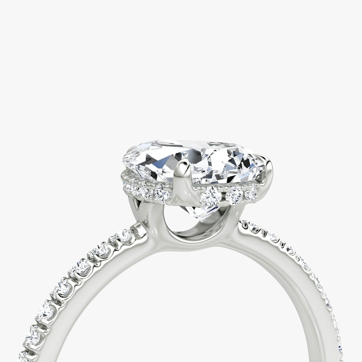 The Signature | Pear | 18k | White Gold | bandAccent: Pavé | bandWidth: standard | hiddenHalo: yes | diamondOrientation: vertical | caratWeight: other