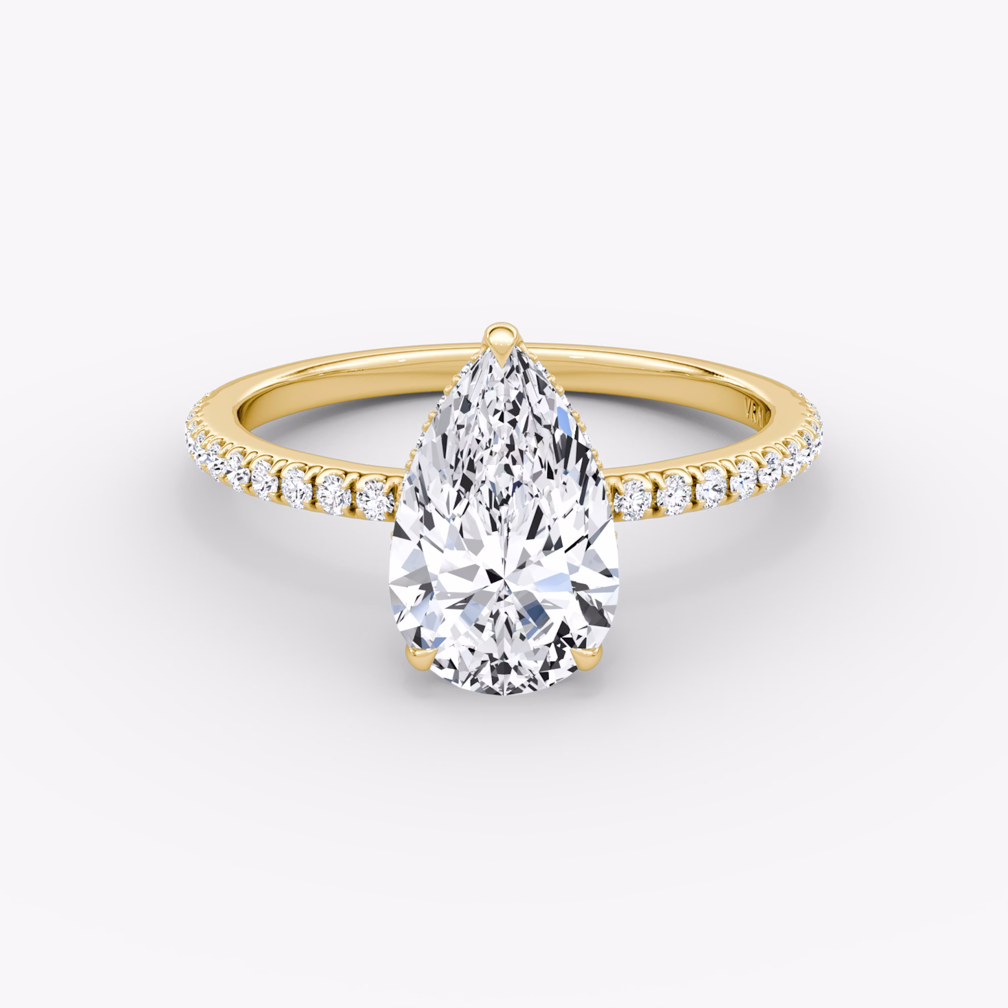 The Signature | Pear | 18k | Yellow Gold | bandAccent: Pavé | bandWidth: standard | hiddenHalo: yes | diamondOrientation: vertical | caratWeight: other