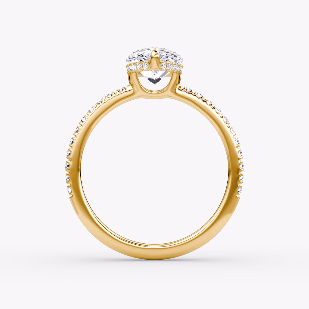 The Signature | Pear | 18k | Yellow Gold | bandAccent: Pavé | bandWidth: standard | hiddenHalo: yes | diamondOrientation: vertical | caratWeight: other