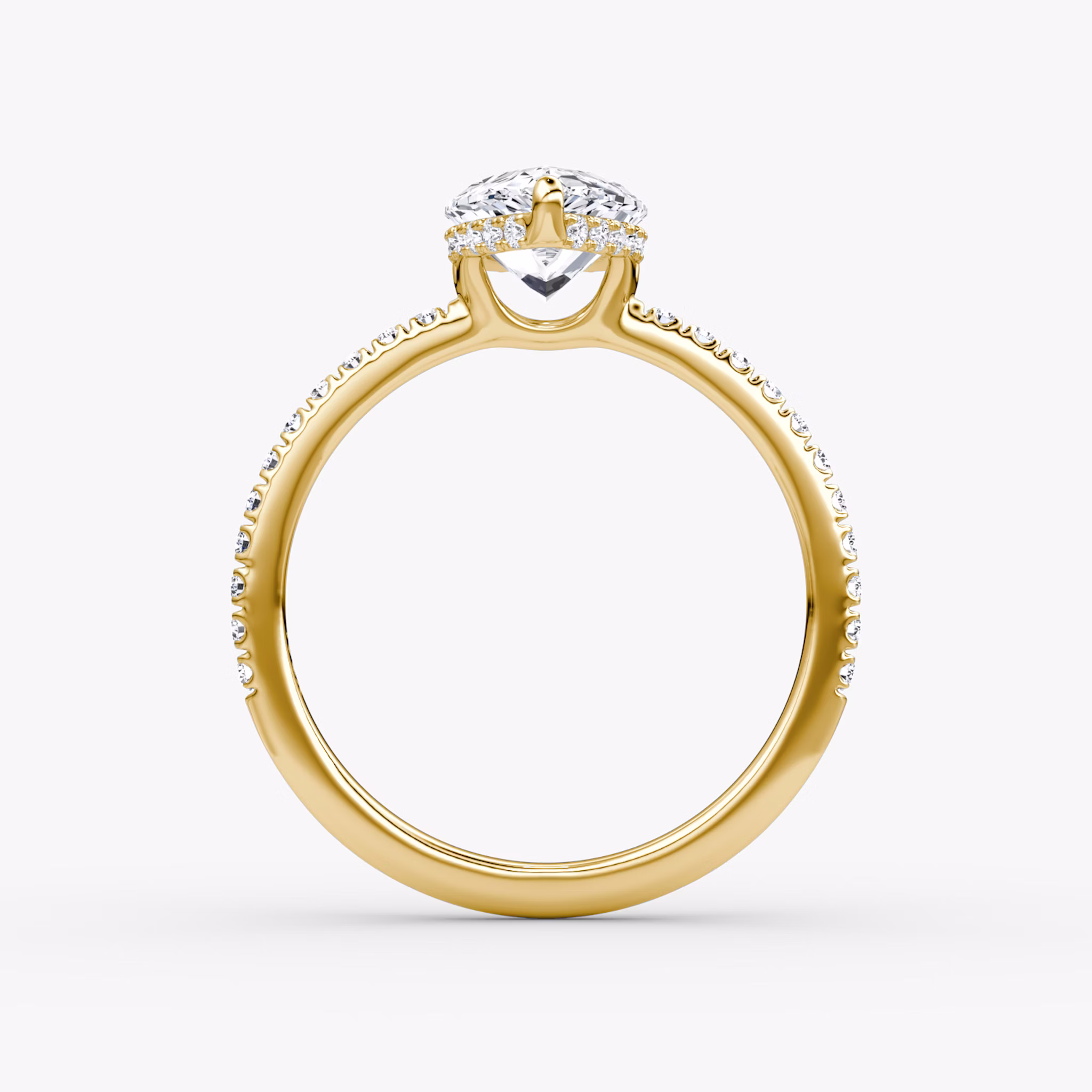 The Signature | Pear | 18k | Yellow Gold | bandAccent: Pavé | bandWidth: standard | hiddenHalo: yes | diamondOrientation: vertical | caratWeight: other