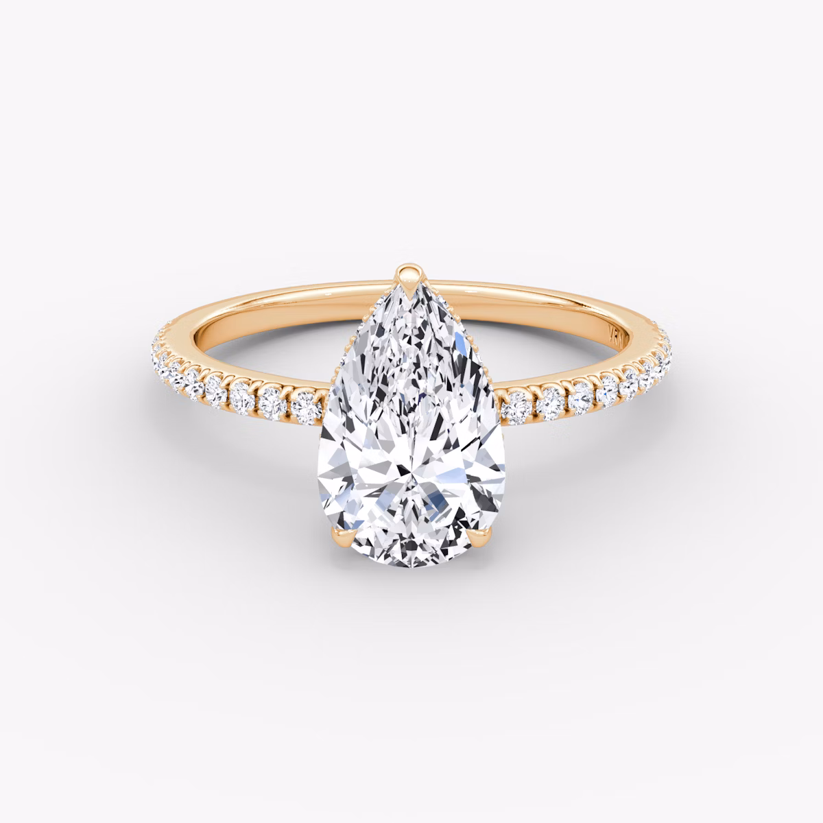 The Signature | Pear | 14k | Rose Gold | bandAccent: Pavé | bandWidth: standard | hiddenHalo: yes | diamondOrientation: vertical | caratWeight: other