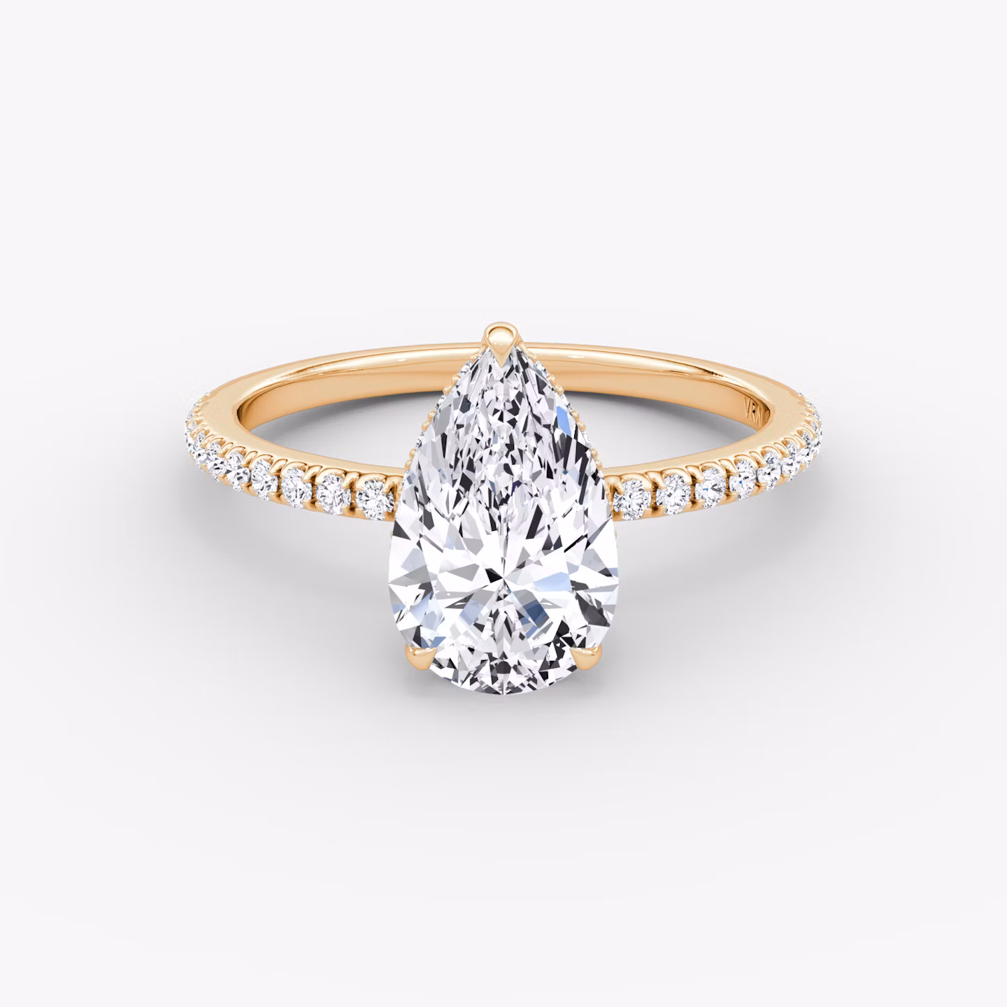 The Signature | Pear | 14k | Rose Gold | bandAccent: Pavé | bandWidth: standard | hiddenHalo: yes | diamondOrientation: vertical | caratWeight: other