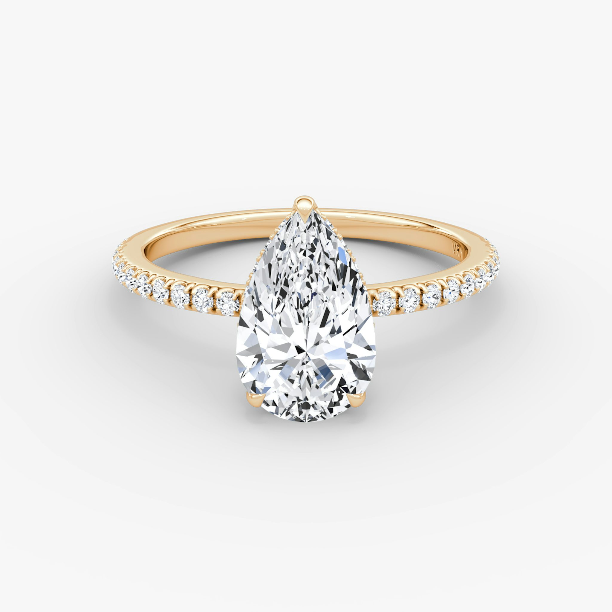 The Signature | Pear | 14k | Rose Gold | bandAccent: Pavé | bandWidth: standard | hiddenHalo: yes | diamondOrientation: vertical | caratWeight: other