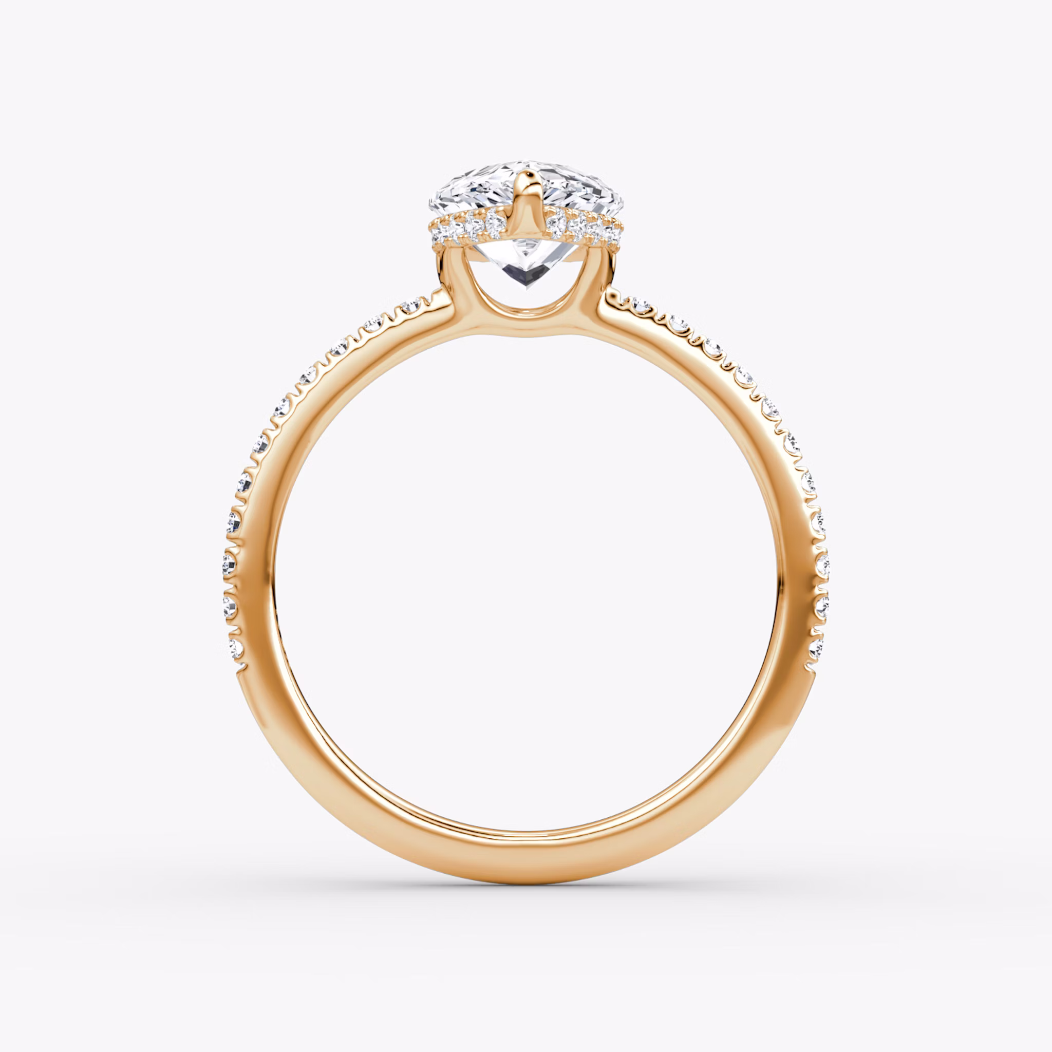 The Signature | Pear | 14k | Rose Gold | bandAccent: Pavé | bandWidth: standard | hiddenHalo: yes | diamondOrientation: vertical | caratWeight: other